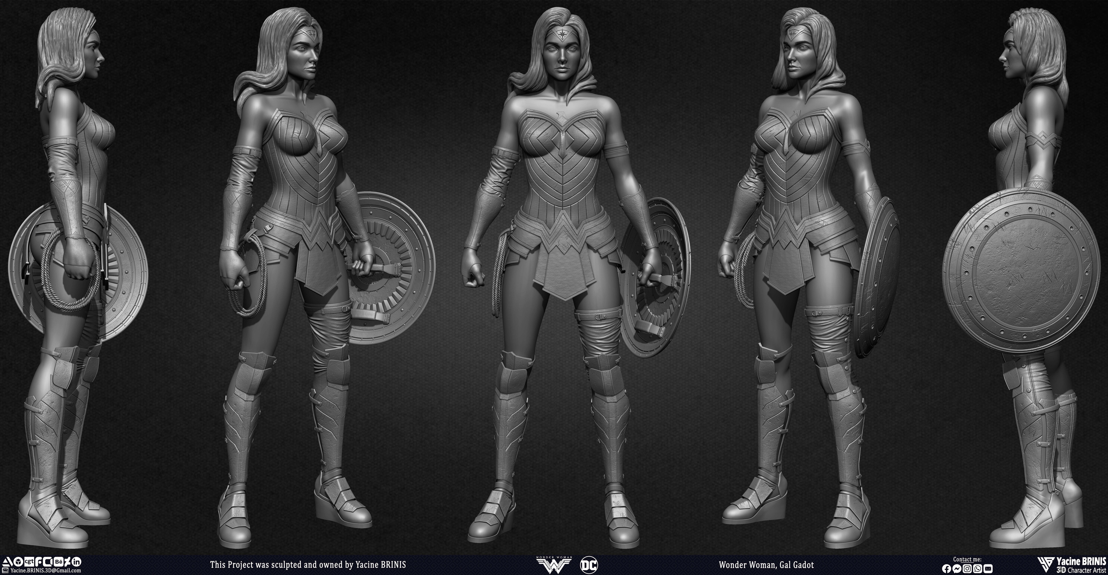 Wonder Woman Gal Gadot 3D Model sculpted by Yacine BRINIS 012