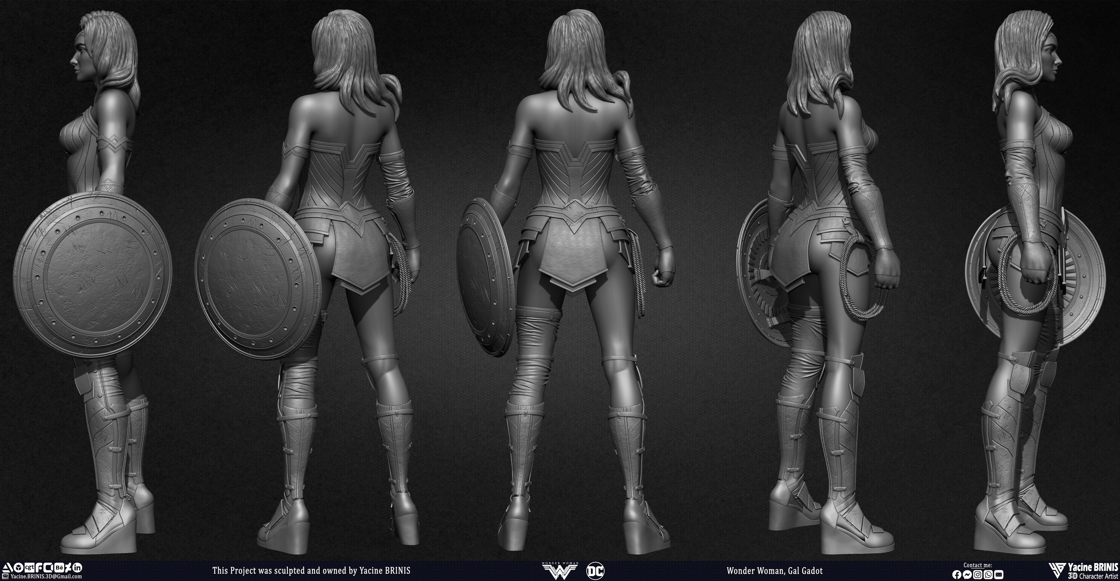 Wonder Woman Gal Gadot 3D Model sculpted by Yacine BRINIS 013
