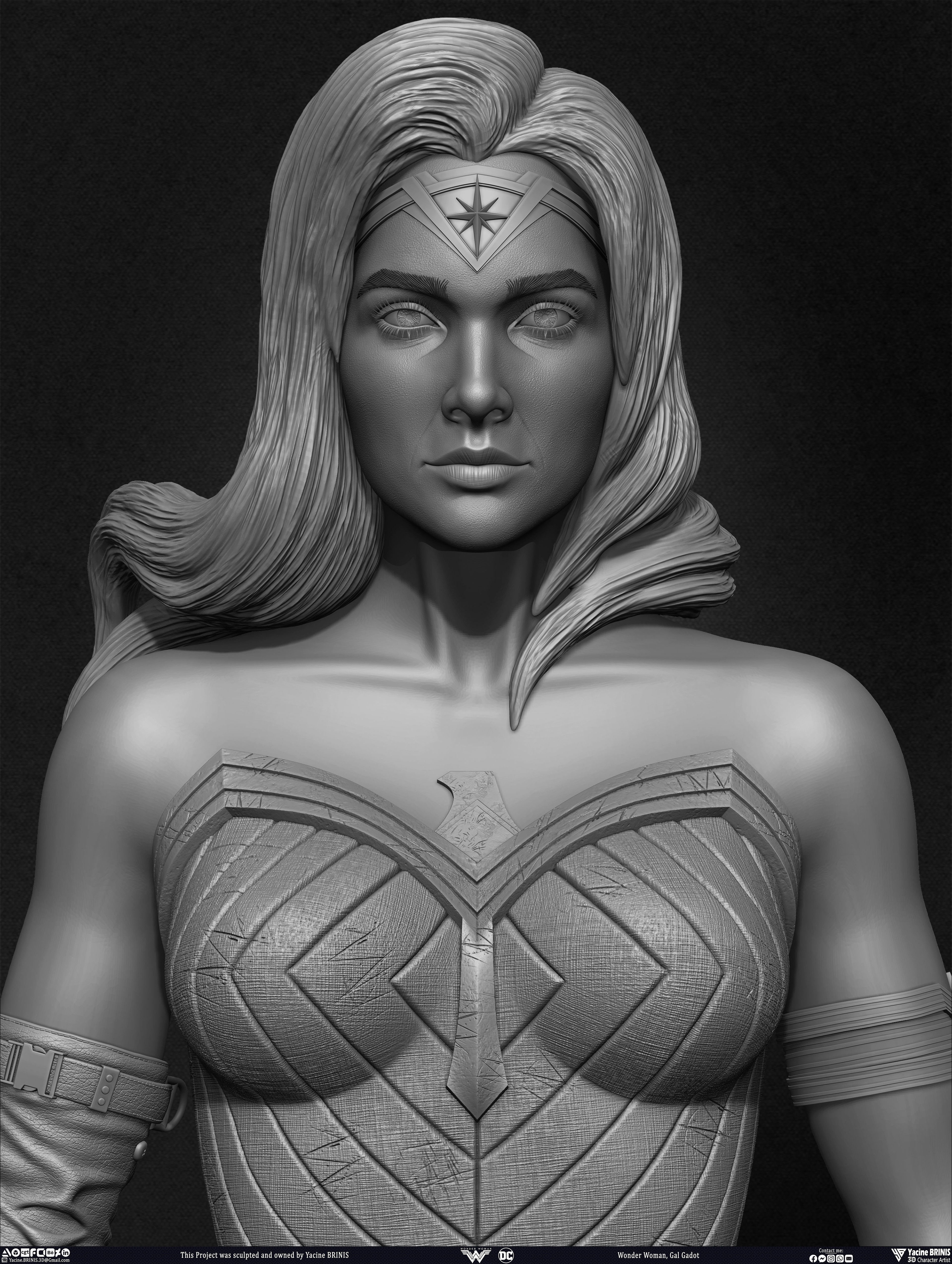 Wonder Woman Gal Gadot 3D Model sculpted by Yacine BRINIS 018