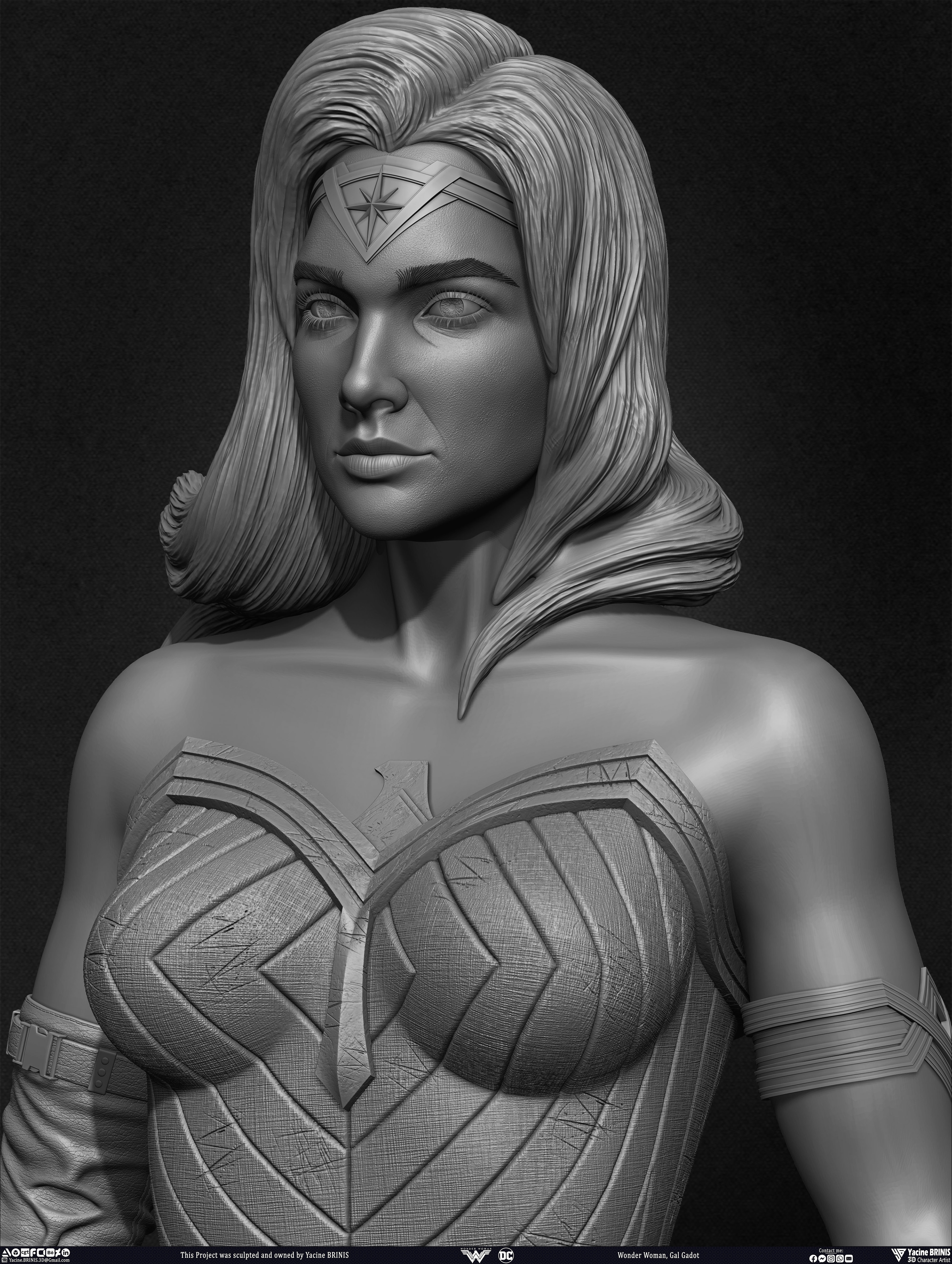 Wonder Woman Gal Gadot 3D Model sculpted by Yacine BRINIS 019