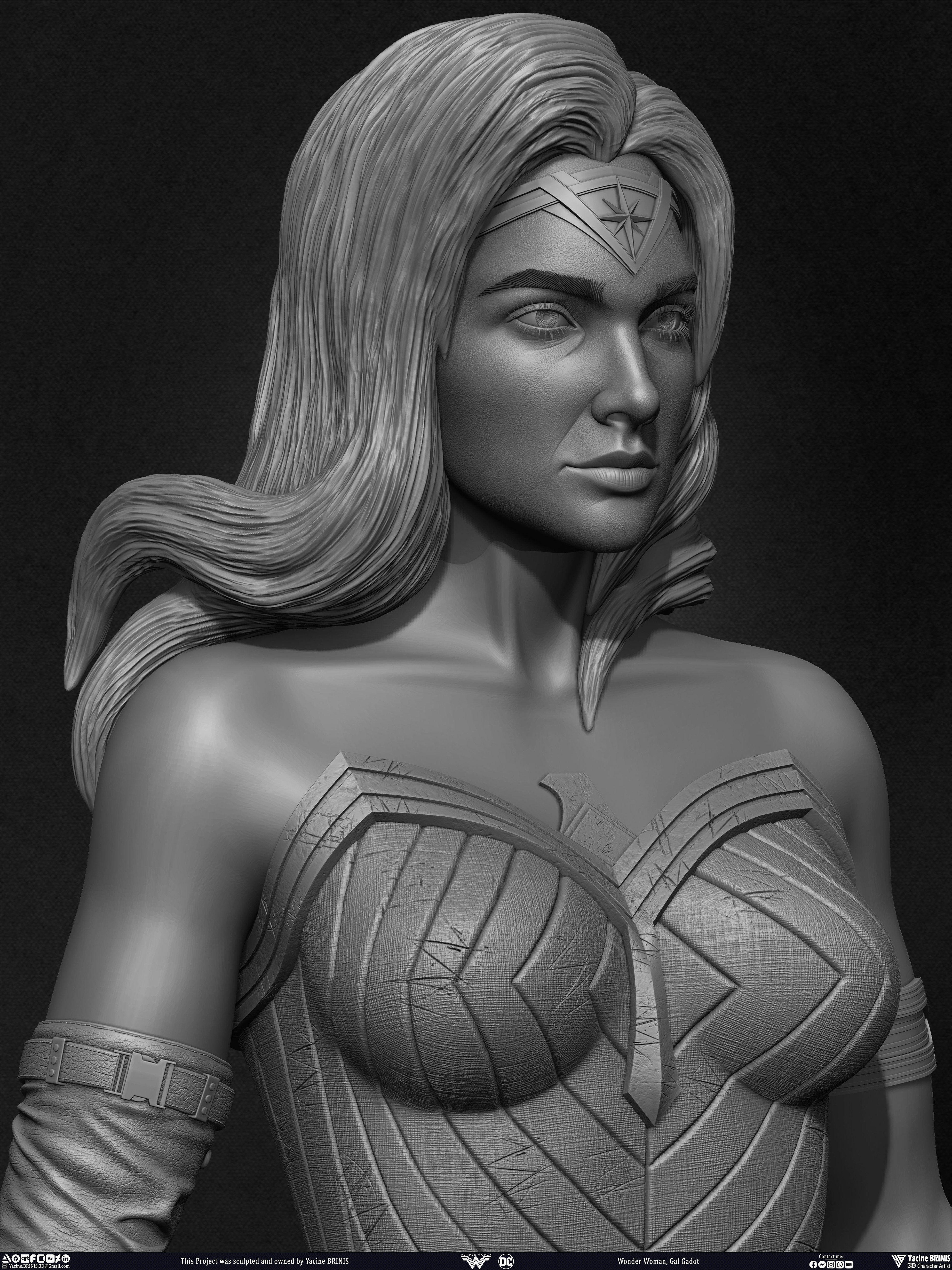 Wonder Woman Gal Gadot 3D Model sculpted by Yacine BRINIS 020