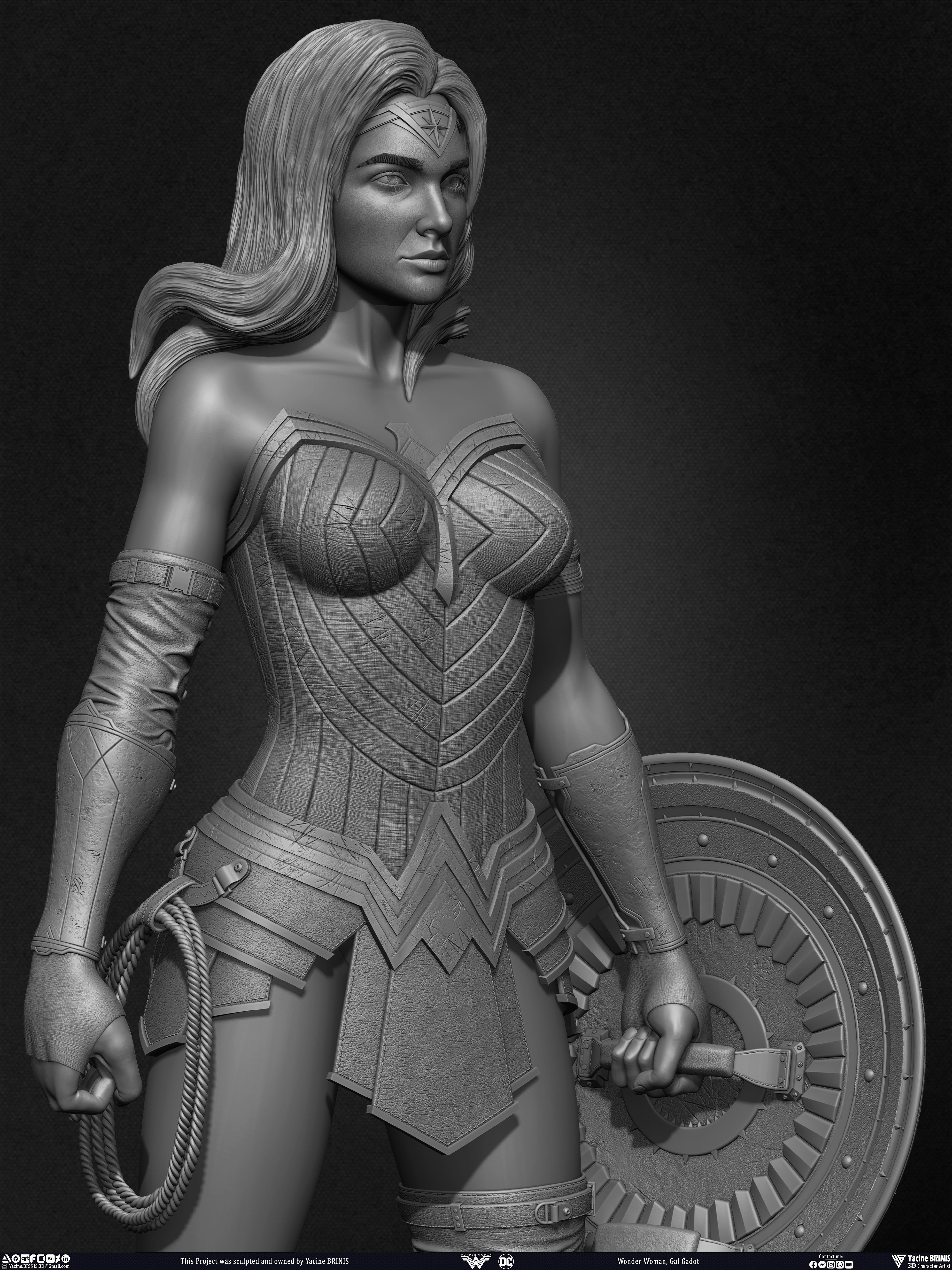 Wonder Woman Gal Gadot 3D Model sculpted by Yacine BRINIS 023