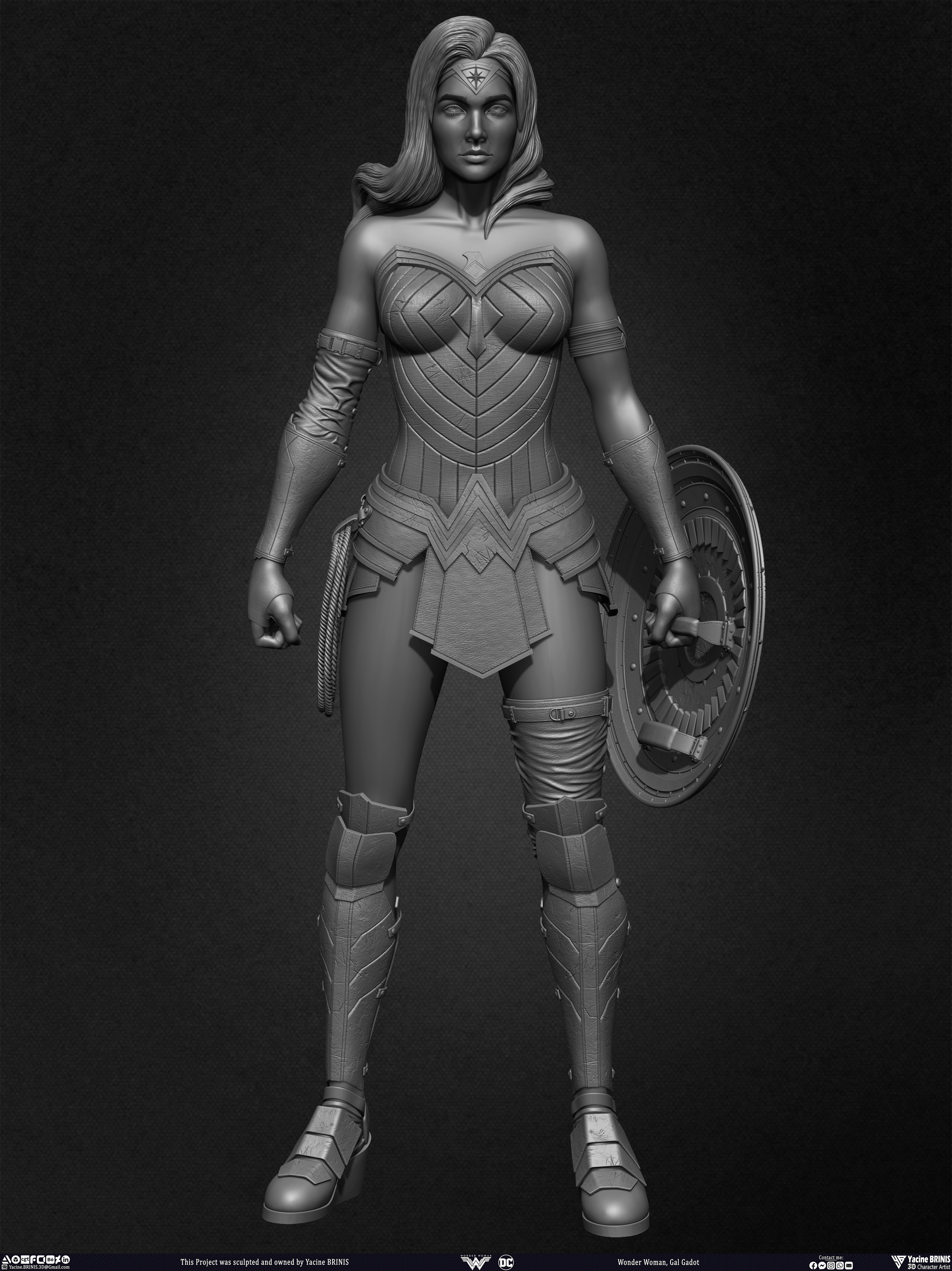 Wonder Woman Gal Gadot 3D Model sculpted by Yacine BRINIS 024