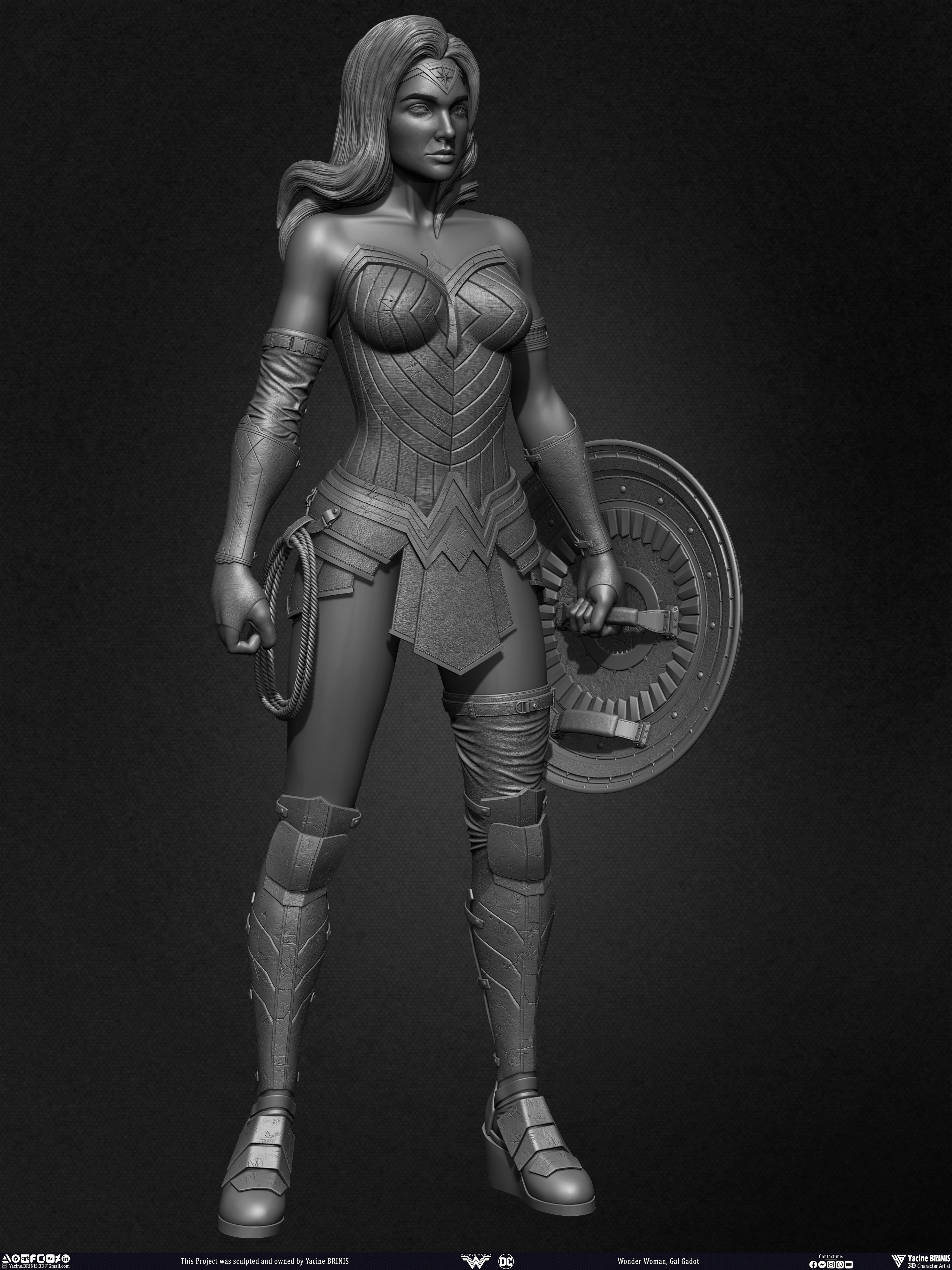 Wonder Woman Gal Gadot 3D Model sculpted by Yacine BRINIS 026