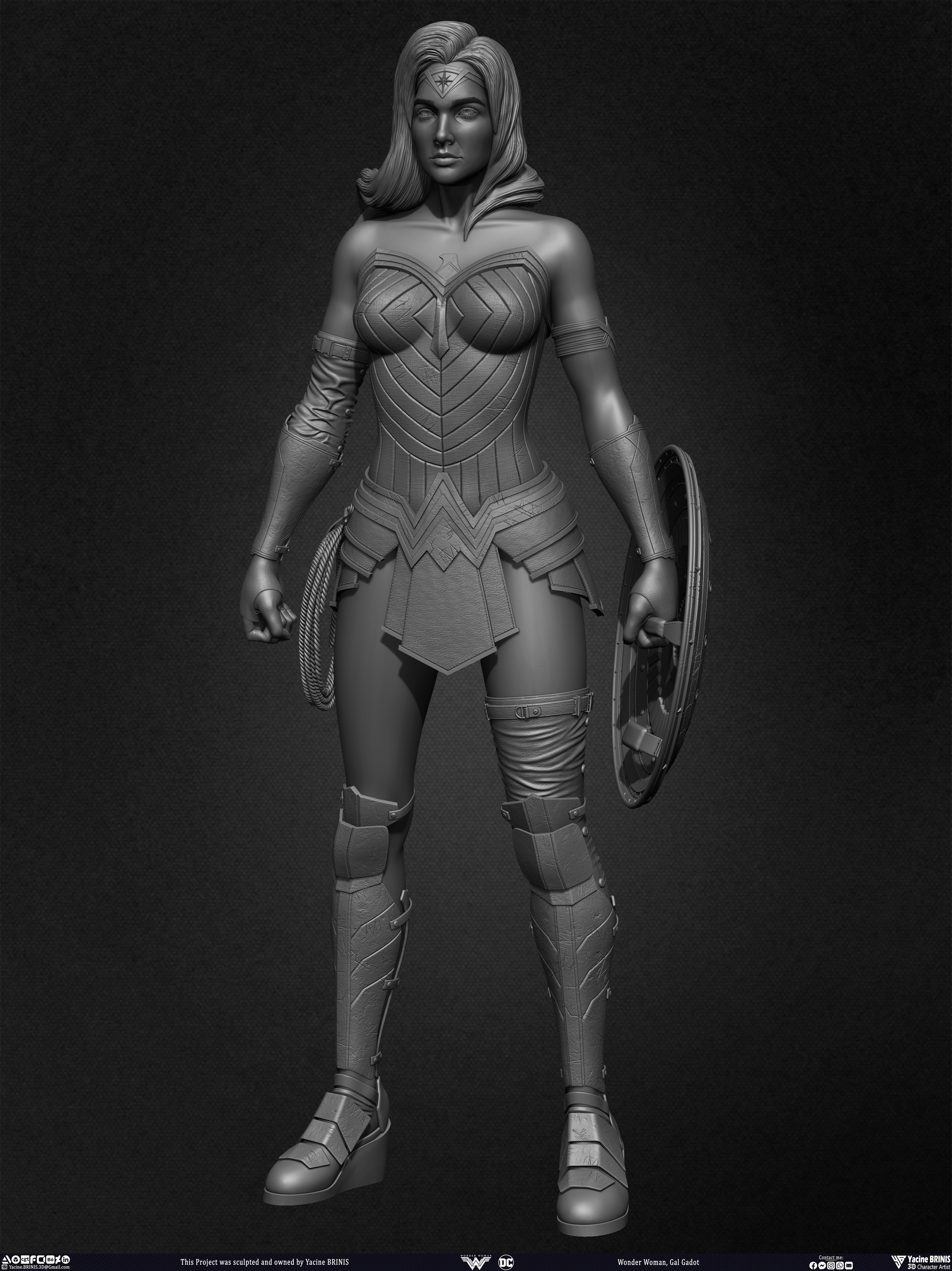 Wonder Woman Gal Gadot 3D Model sculpted by Yacine BRINIS 027