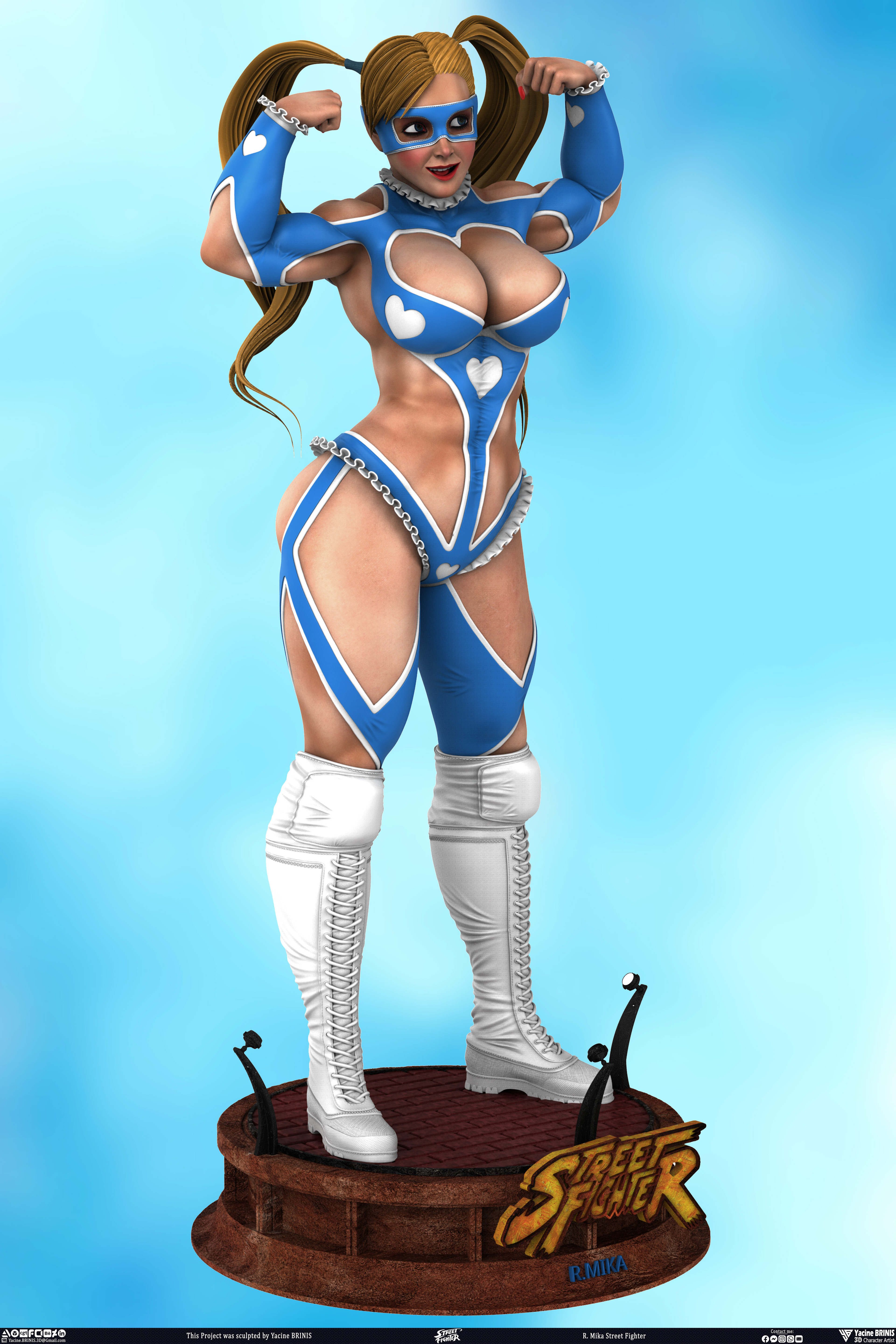 R Mika Street Fighter Video Game 3D Character sculpted by Yacine BRINIS 012