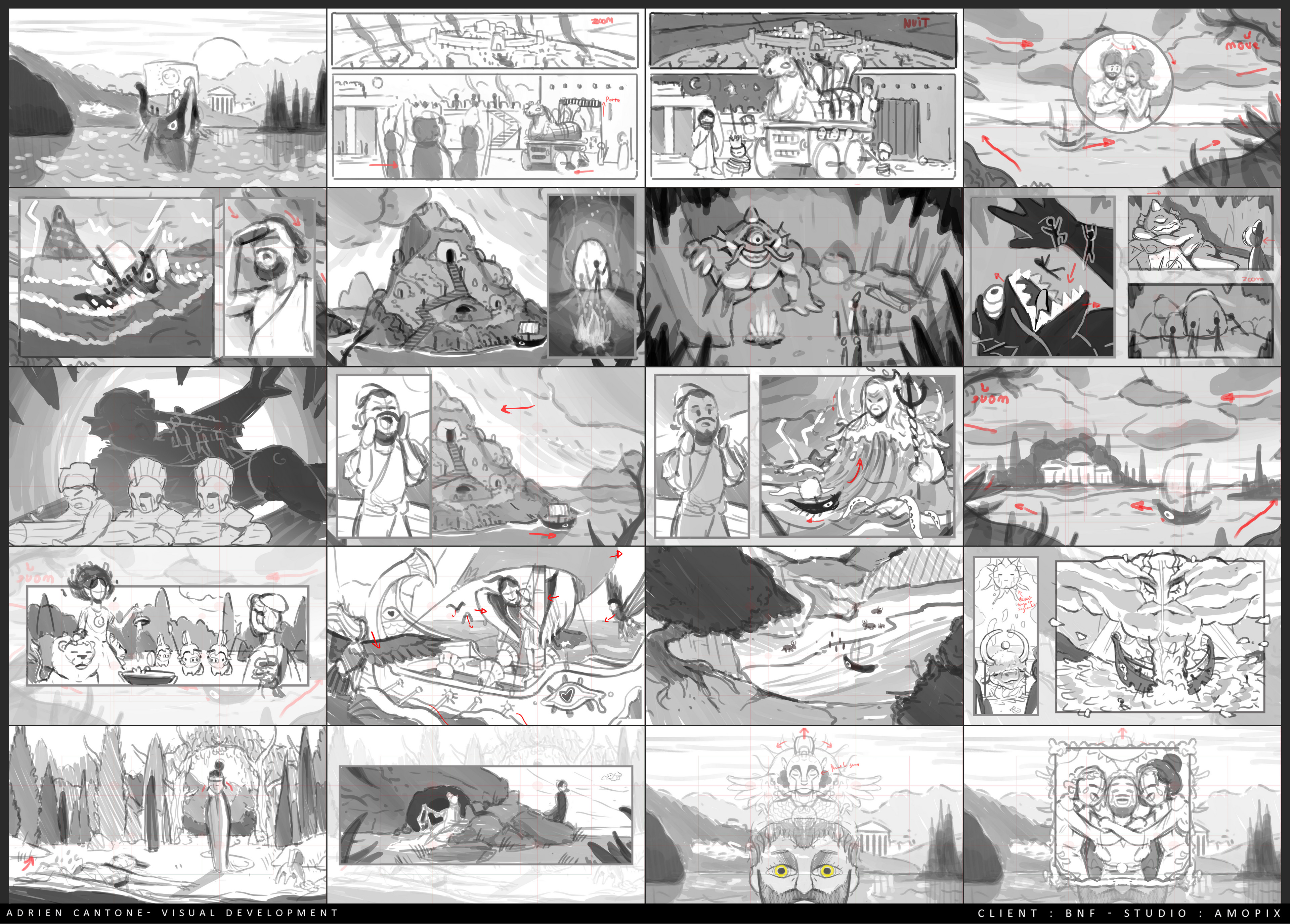 Storyboard for the Odyssey short. 