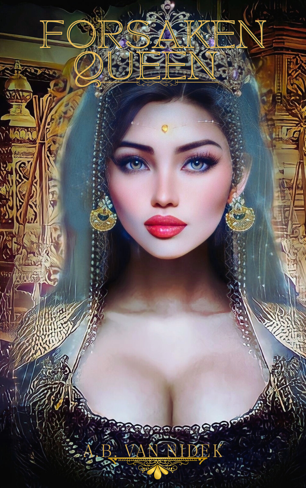 Example Novel Cover mock-up with my character design created in Canva