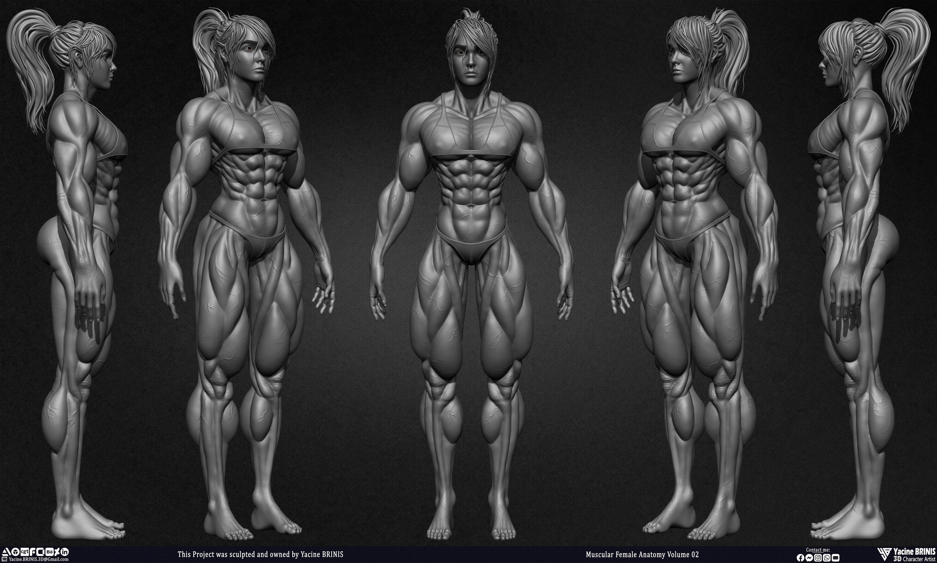Muscular Female anatomy Volume 02 sculpted by Yacine BRINIS 012