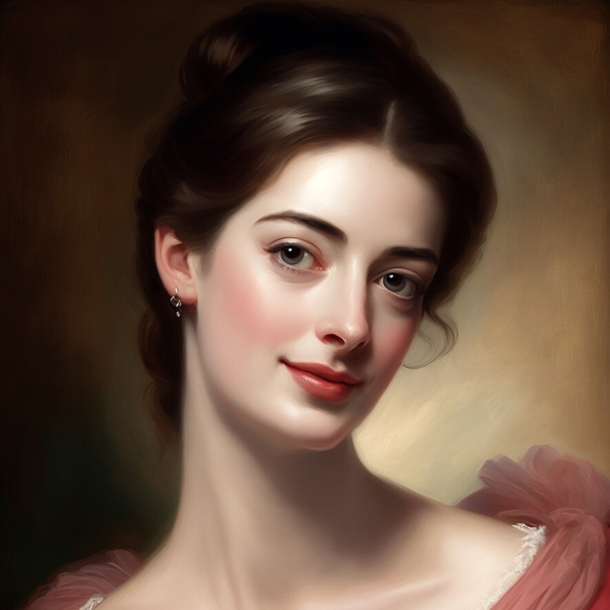 ArtStation Vintage oil painting portrait of Anne Hathaway