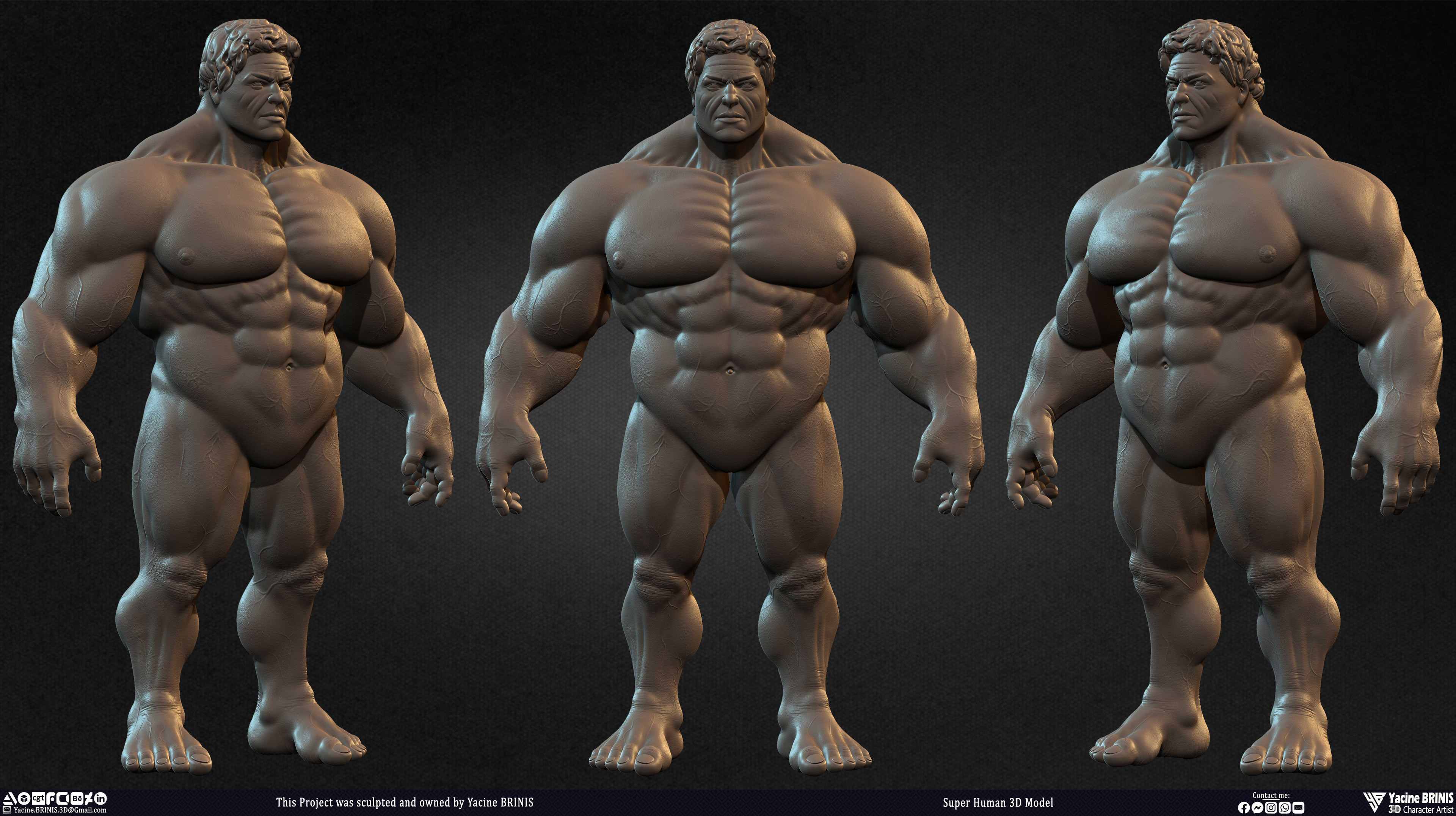 Super Human 3D Model sculpted by Yacine BRINIS 007