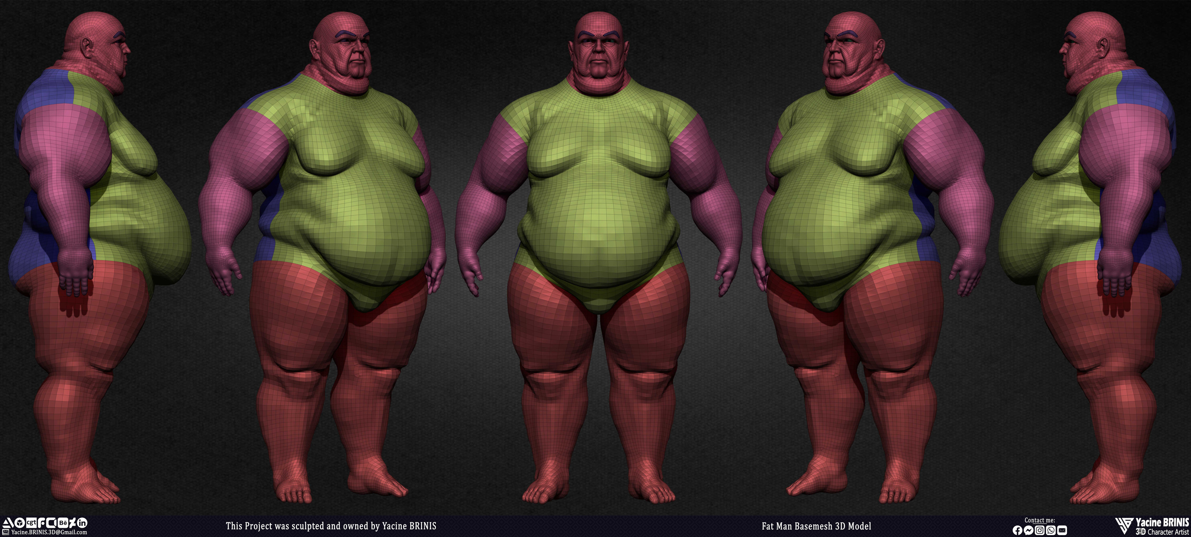 Fat man Basemesh 3D Model sculpted by Yacine BRINIS 005