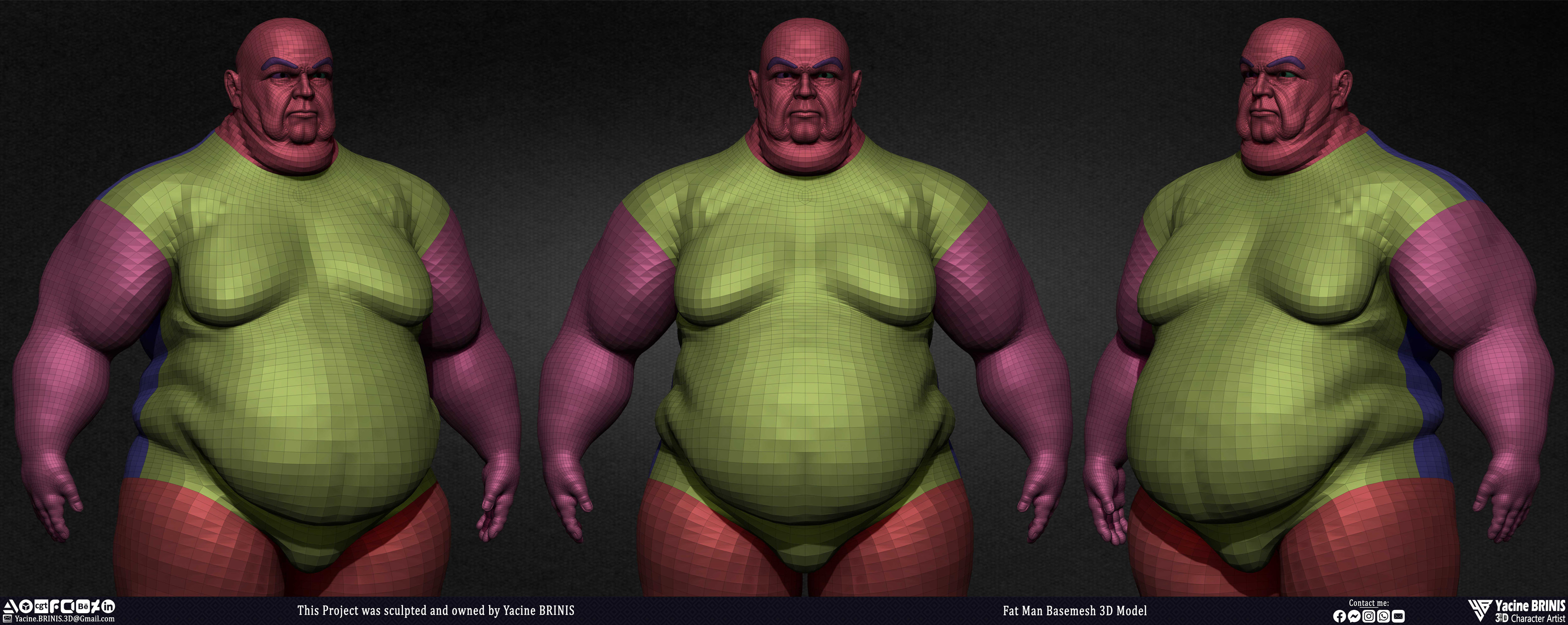 Fat man Basemesh 3D Model sculpted by Yacine BRINIS 007