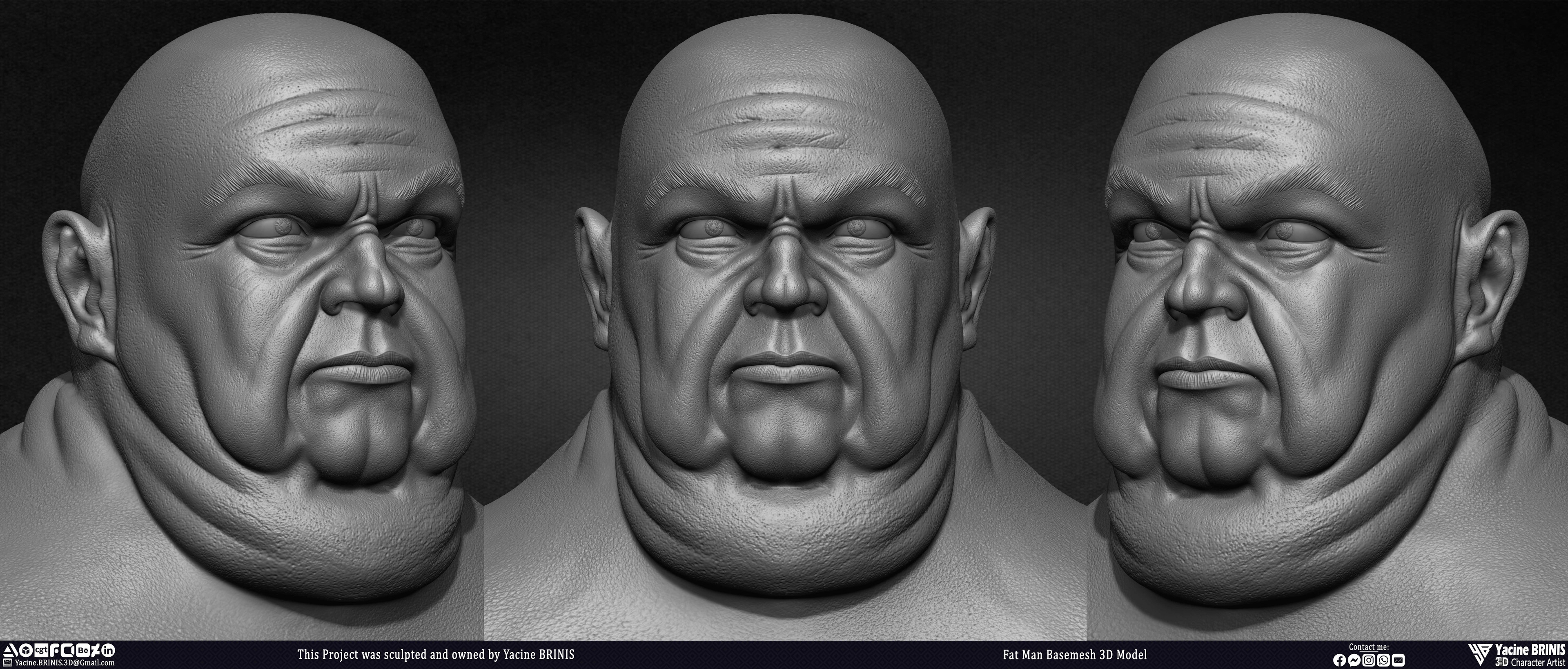 Fat man Basemesh 3D Model sculpted by Yacine BRINIS 010