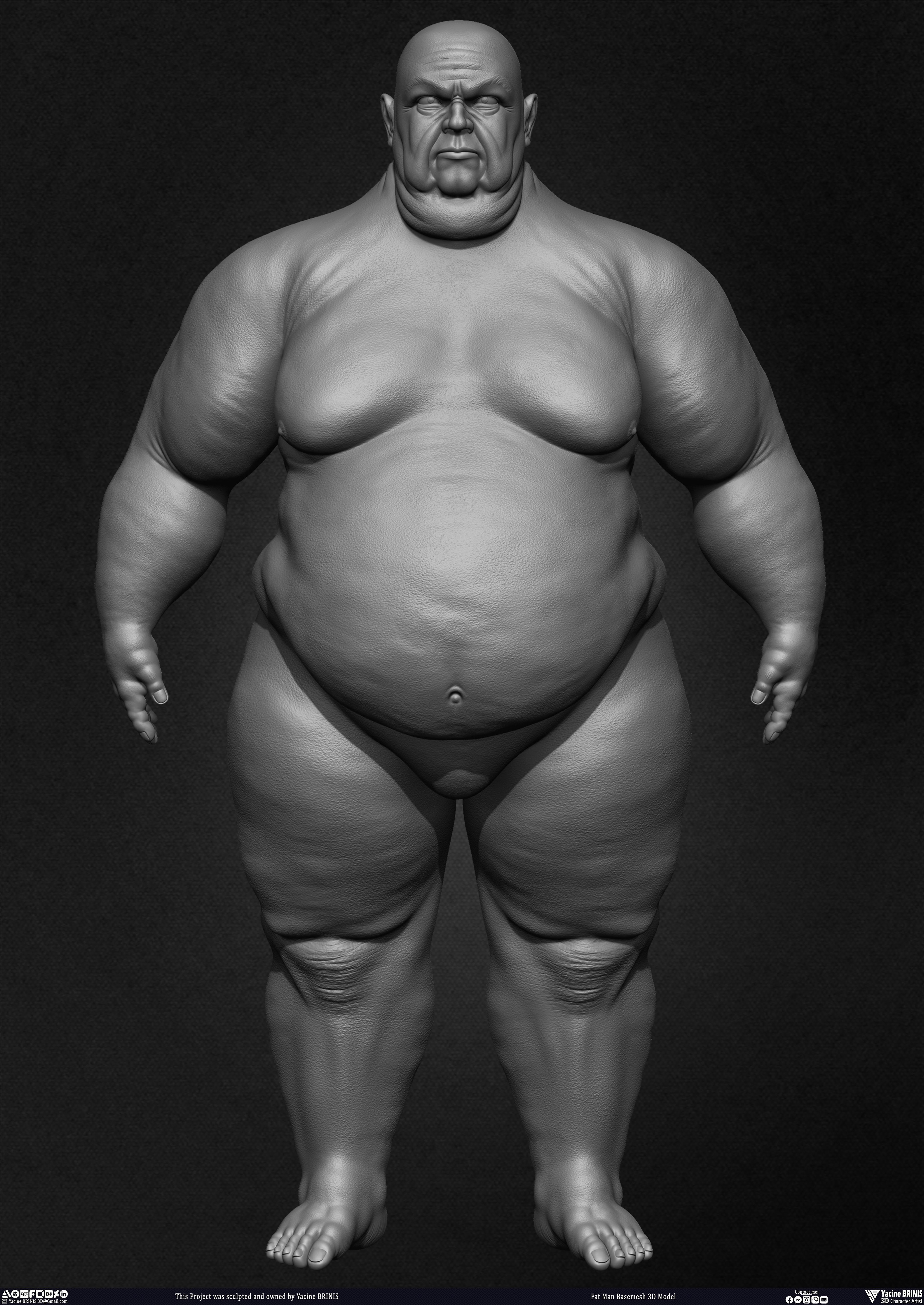 Fat man Basemesh 3D Model sculpted by Yacine BRINIS 011