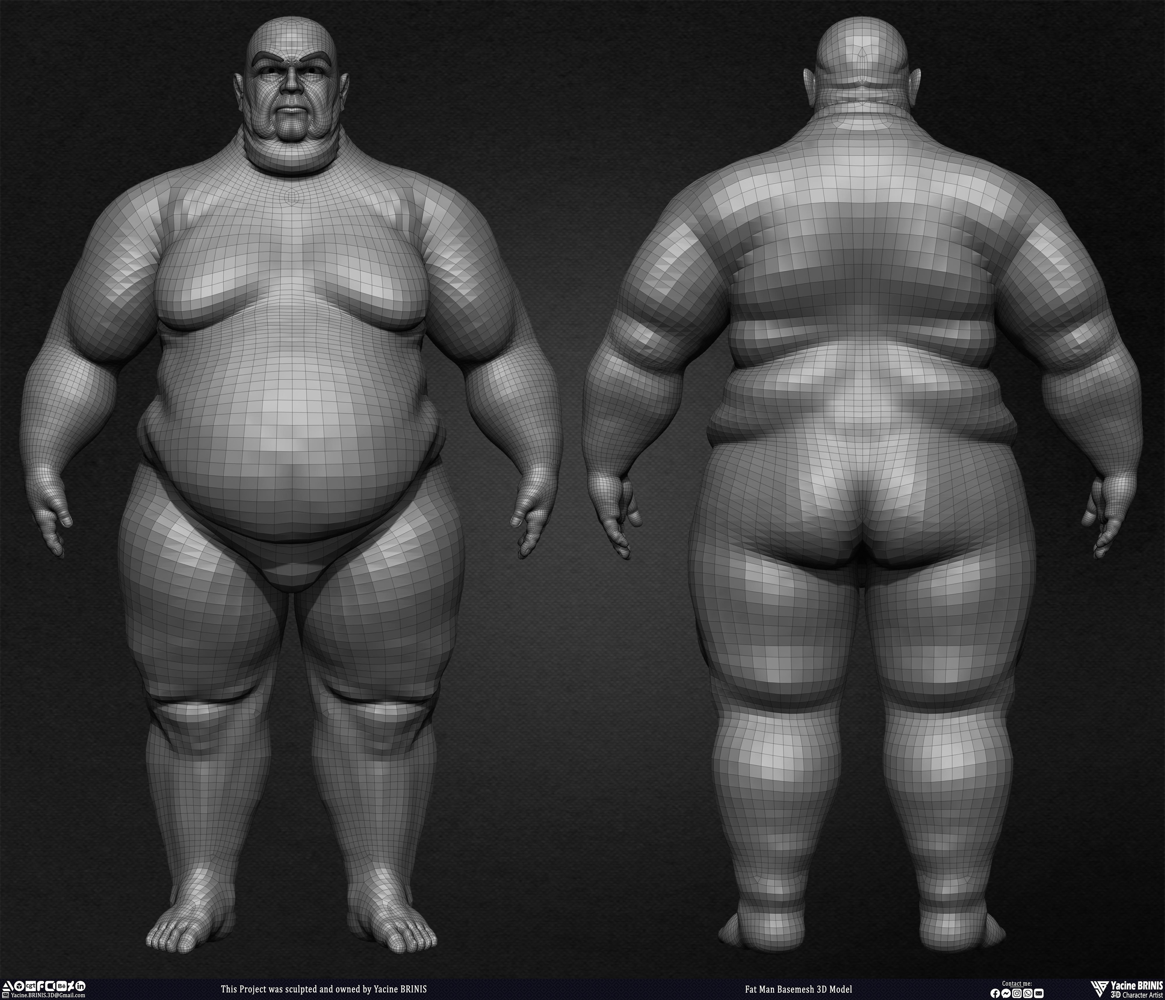 Fat man Basemesh 3D Model sculpted by Yacine BRINIS 015
