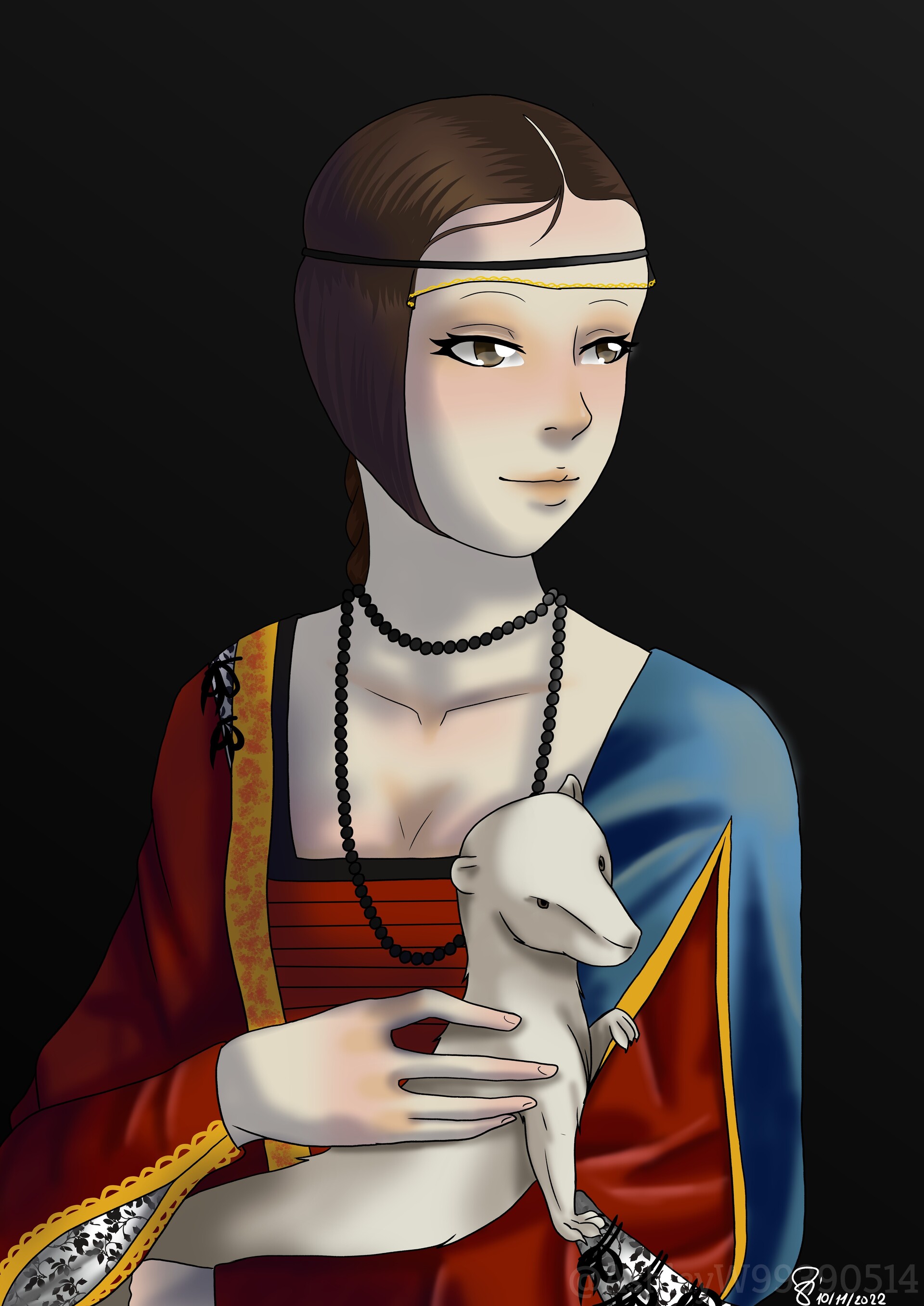 Artstation the lady with an ermine manga style 