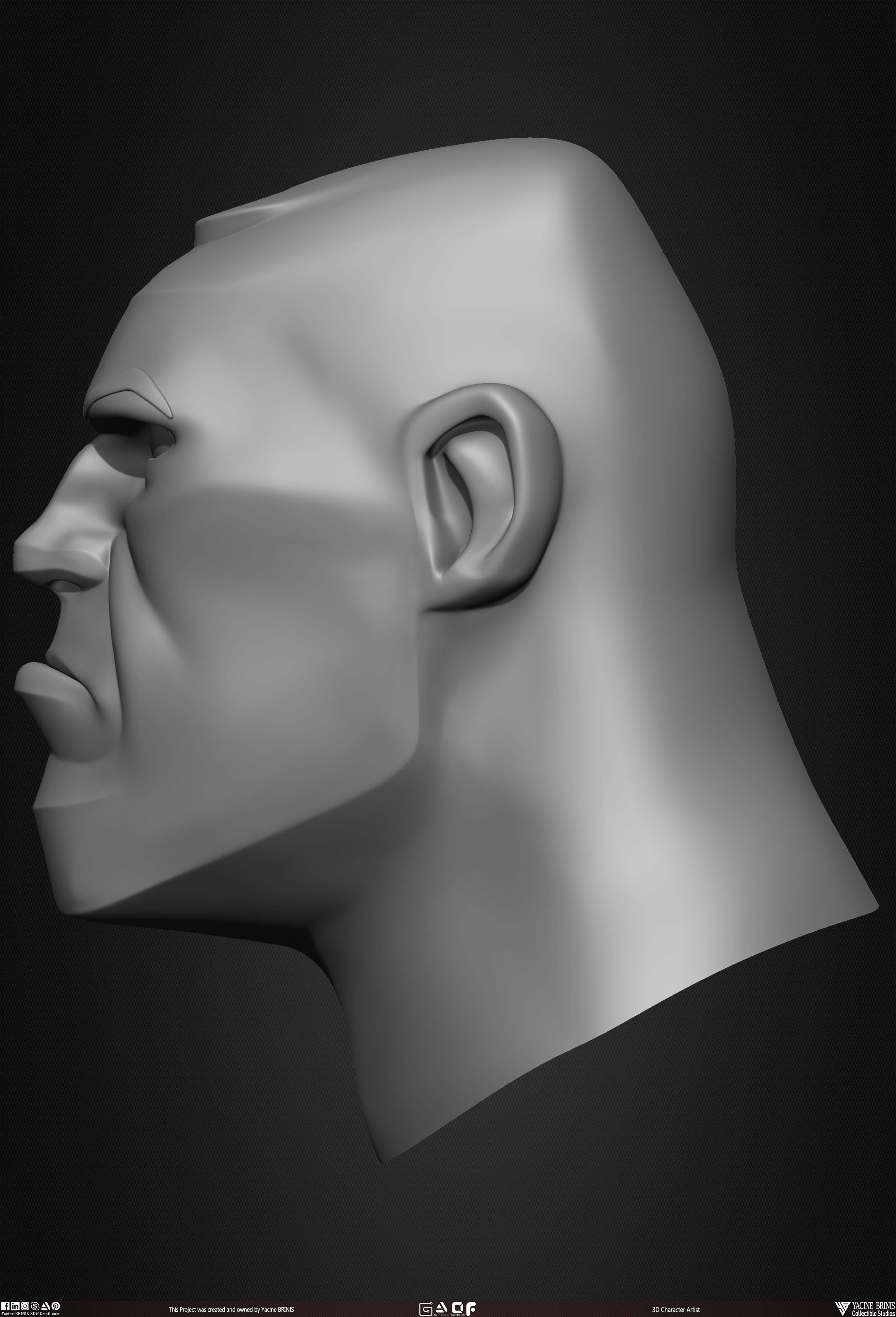 Cartoon Male head vol 01 3D Character sculpted by Yacine BRINIS 024