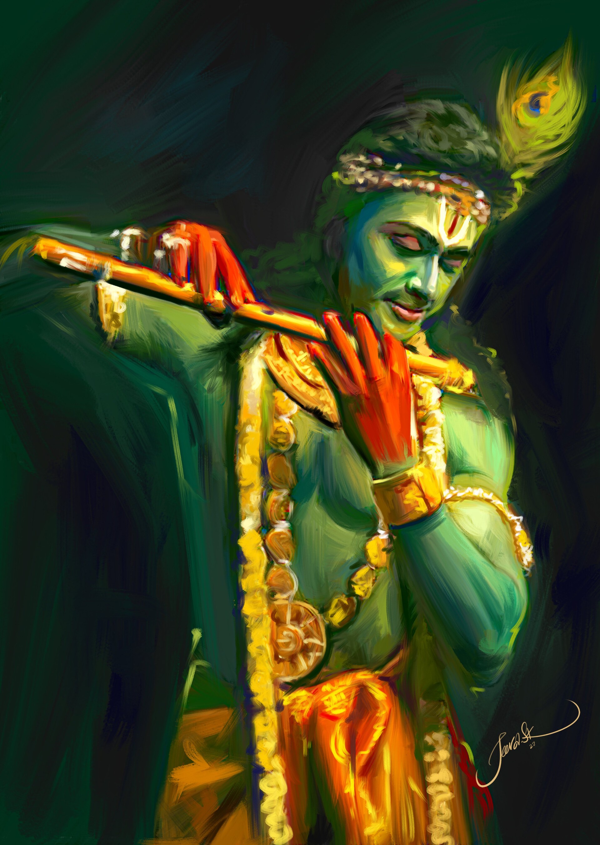 ArtStation - Lord Krishna Painting 2022 #lordkrishna #painting