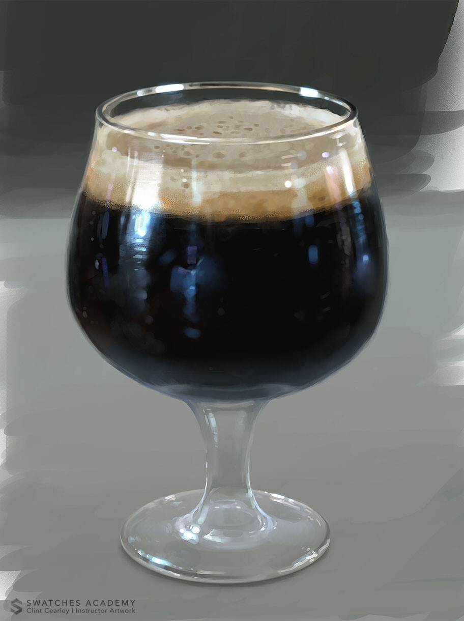 Example of painting realistic glass without a direct reference. 