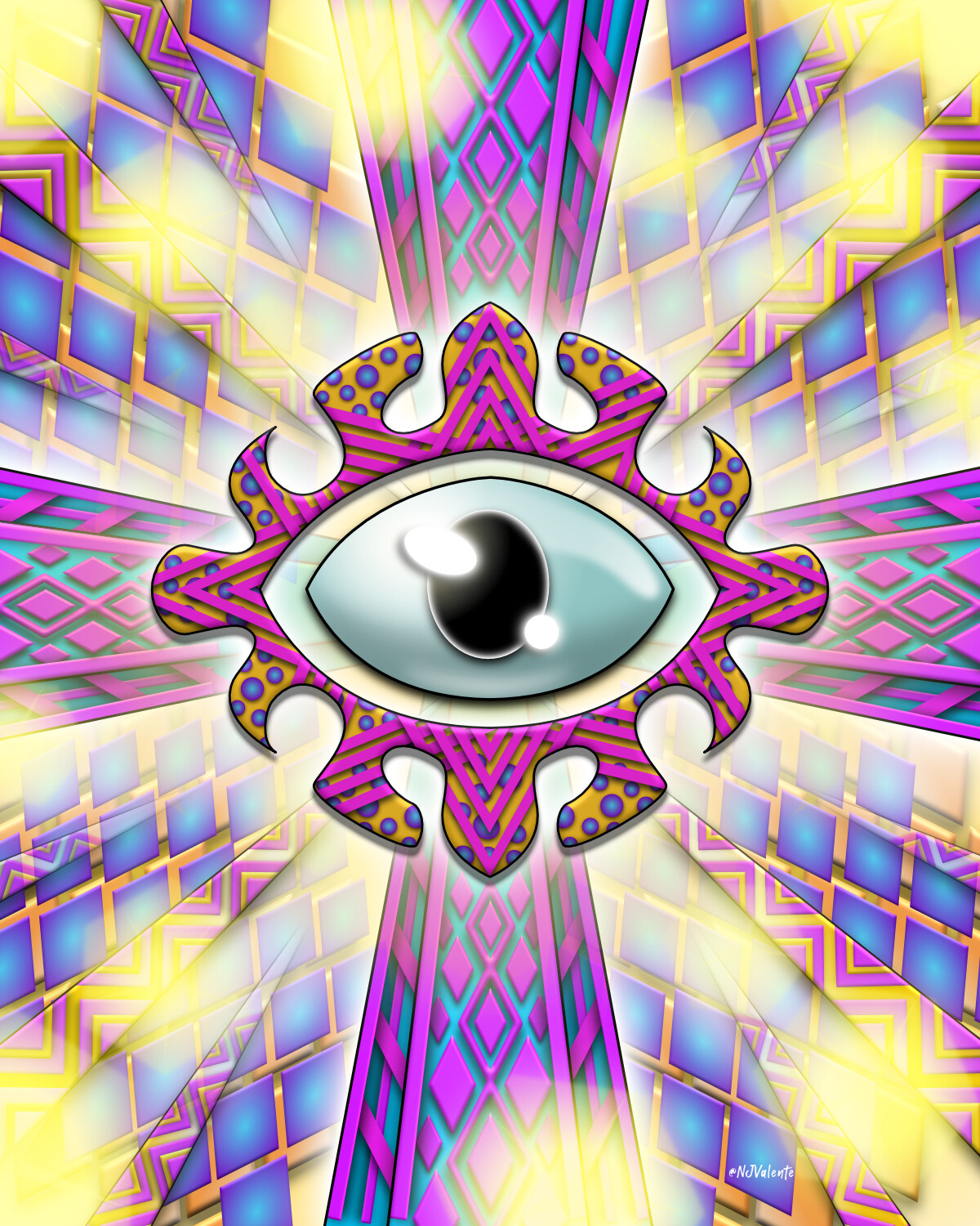 All Seeing Eye Psychedelic Vector Art