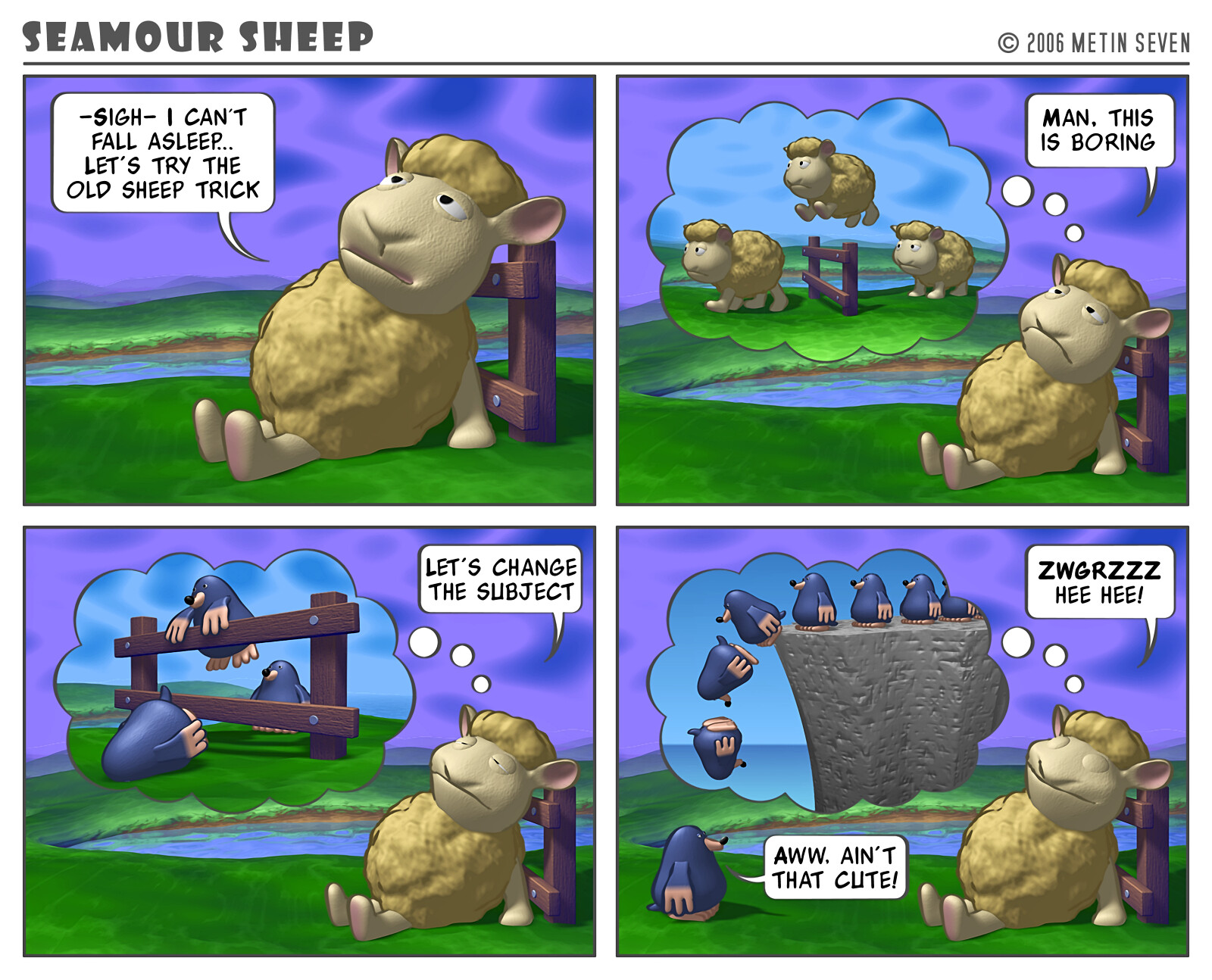 Seamour Sheep and Marty Mole comic strip episode: Insomnia