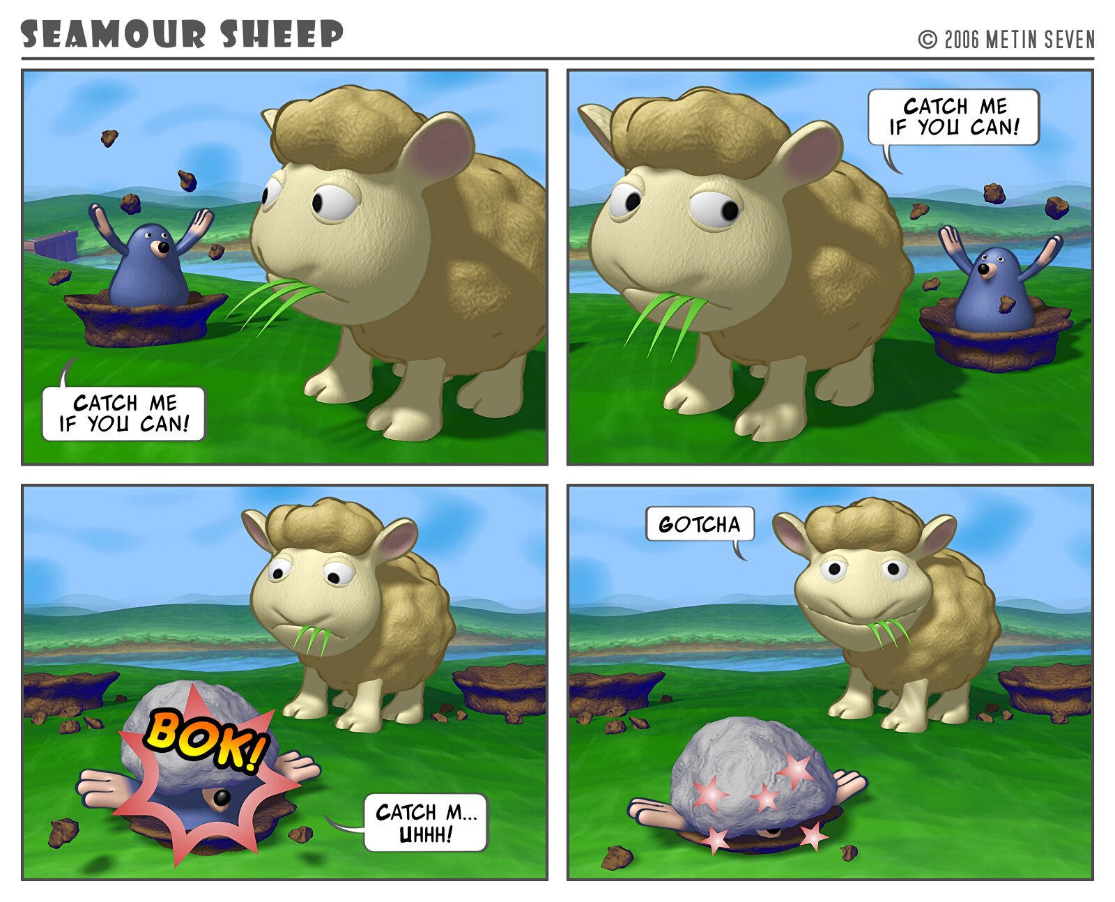 Seamour Sheep and Marty Mole comic strip episode: Gotcha