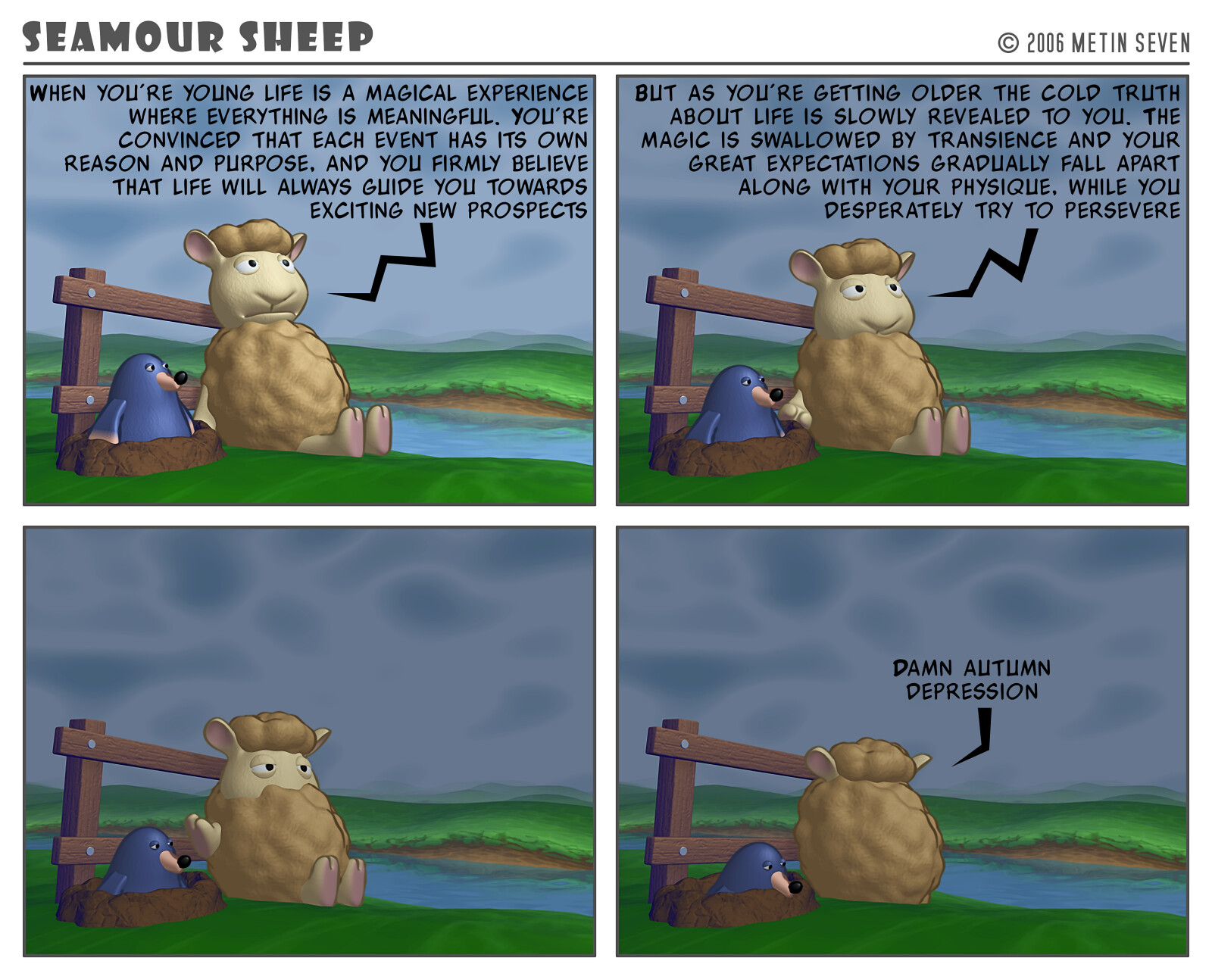 Seamour Sheep and Marty Mole comic strip episode: Depression