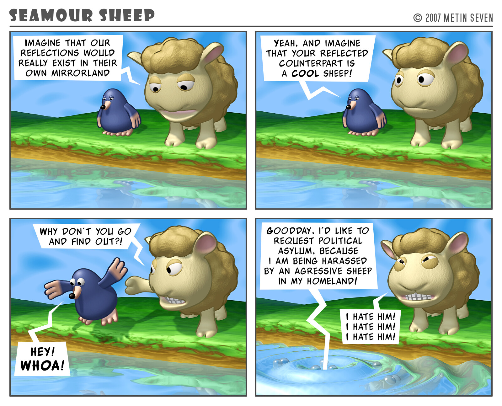 Seamour Sheep and Marty Mole comic strip episode: Mirrorland