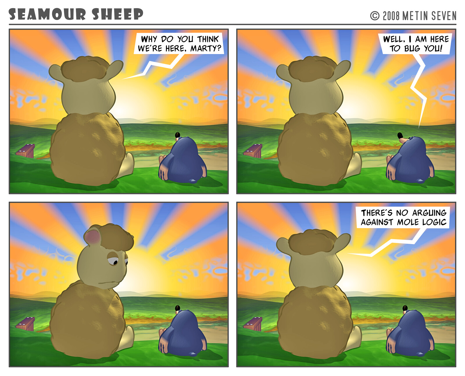 Seamour Sheep and Marty Mole comic strip episode: Existentialism