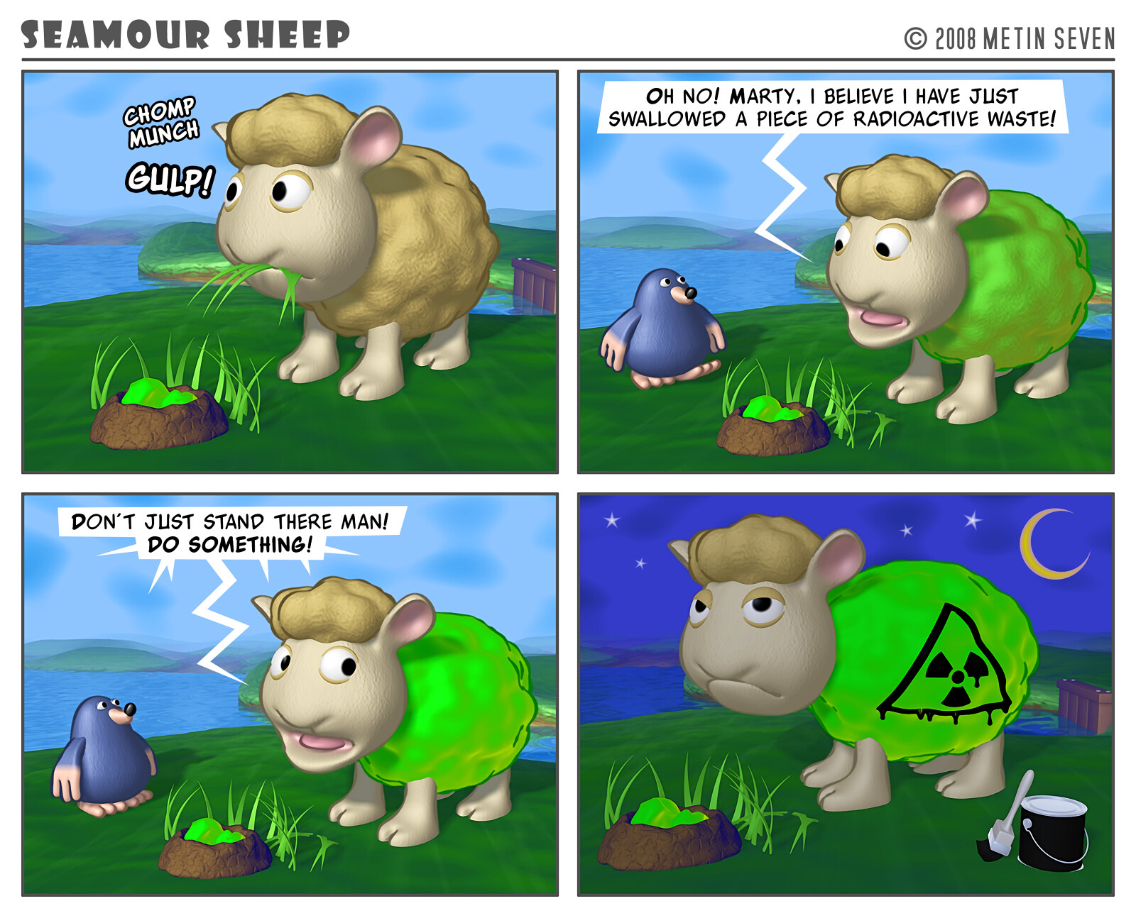 Seamour Sheep and Marty Mole comic strip episode: Radioactive