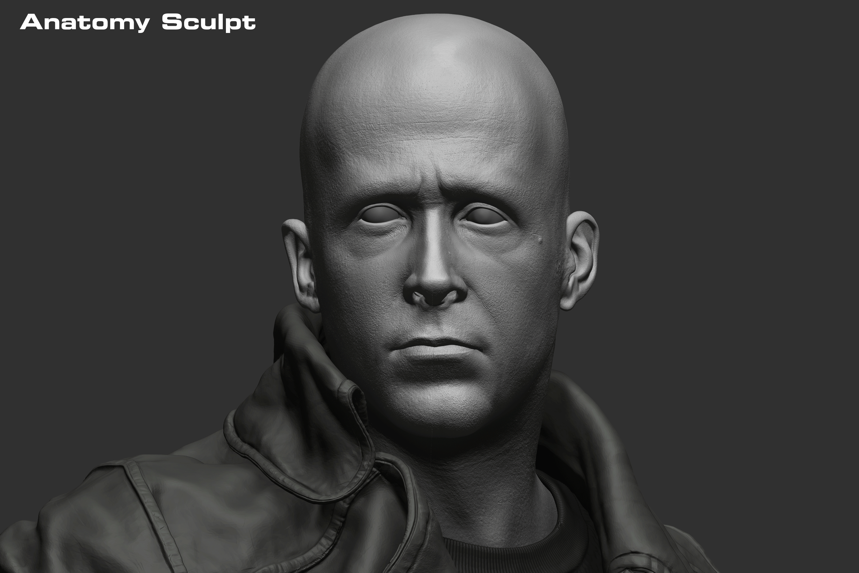 Zbrush Sculpt: Showing the initial anatomy study underneath the skin.