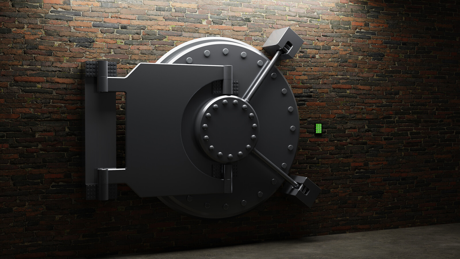 A heavy safe door