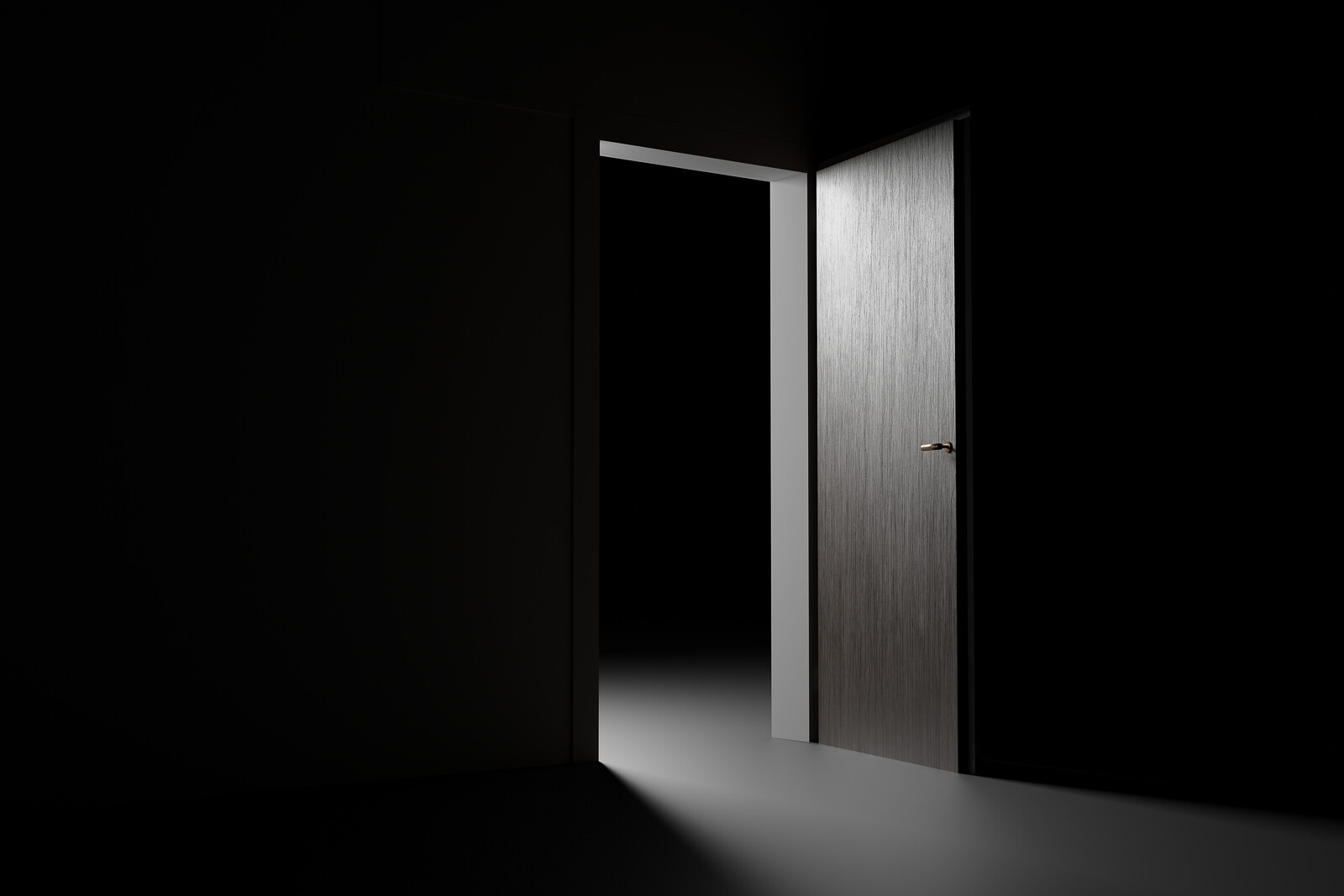 light falls through a half-open door
