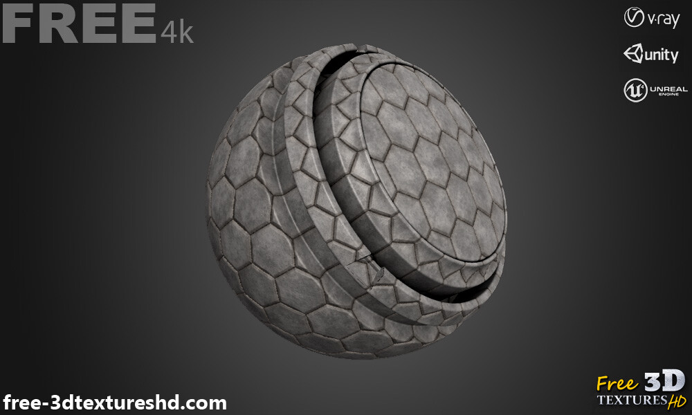 3D textures PBR free Download - Concrete Paving Hexagonal 3D Texture ...