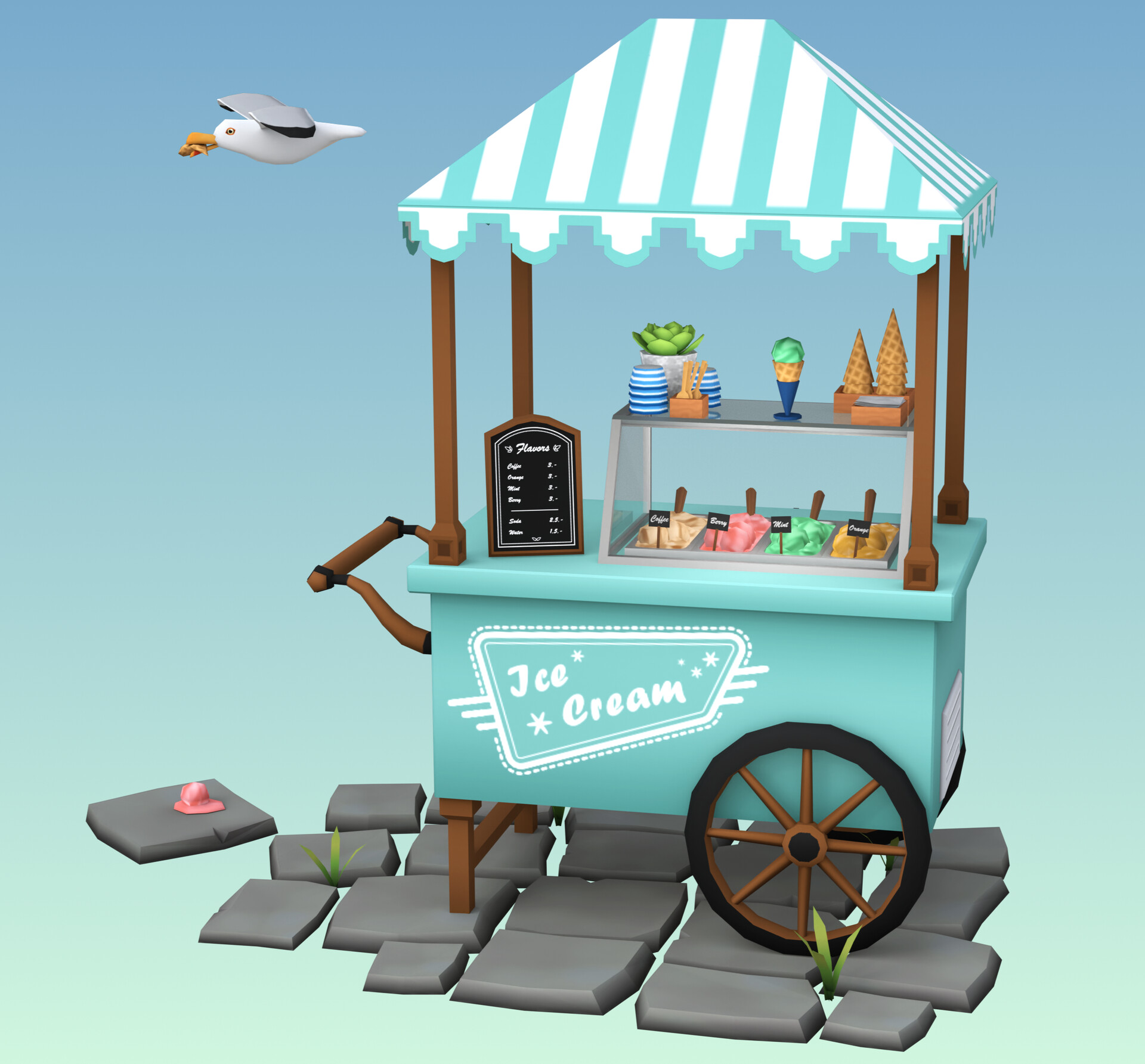 ArtStation - Stylized ice cream shop blender