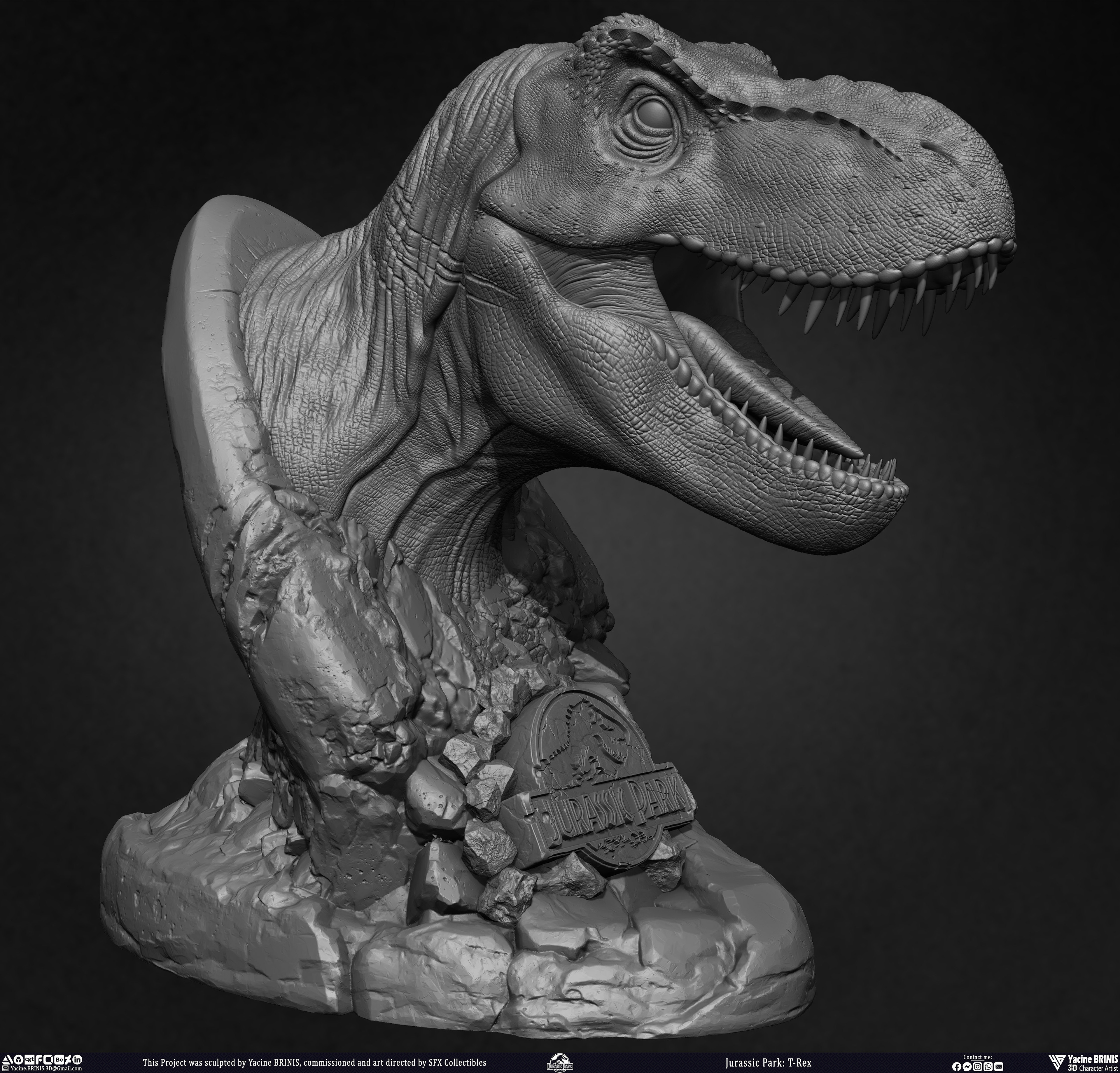 T-Rex Universal Pictures sculpted by Yacine BRINIS 001