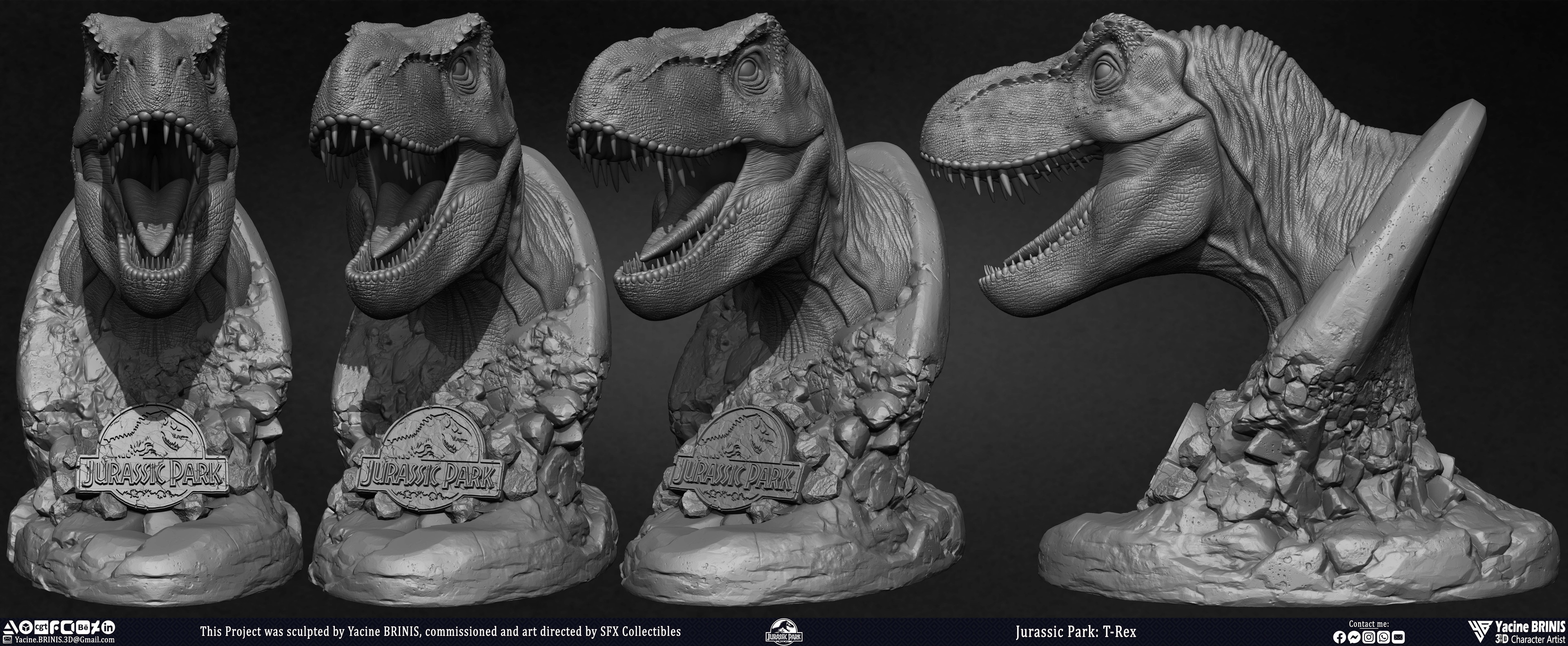 T-Rex Universal Pictures sculpted by Yacine BRINIS 004