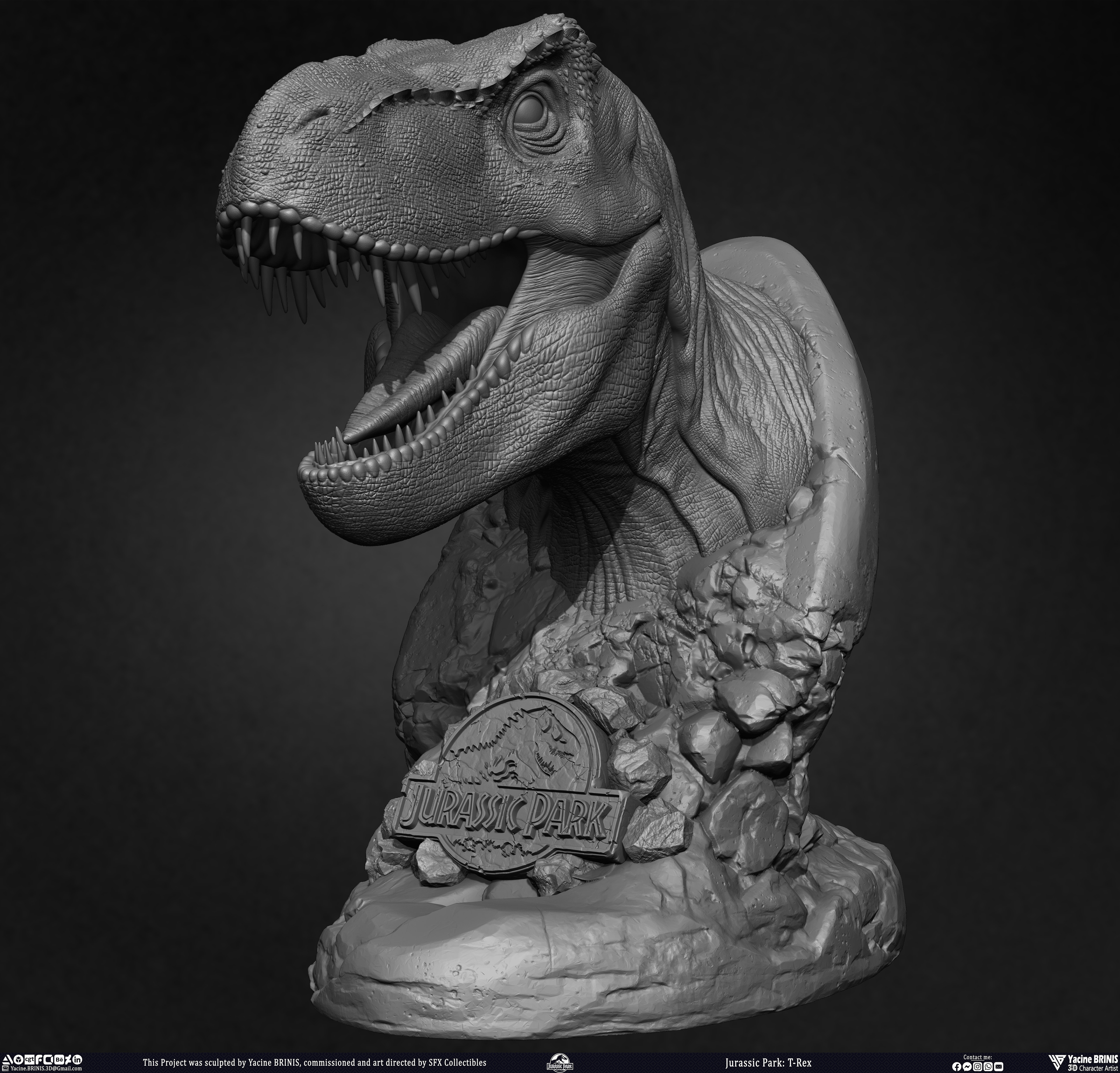 T-Rex Universal Pictures sculpted by Yacine BRINIS 010