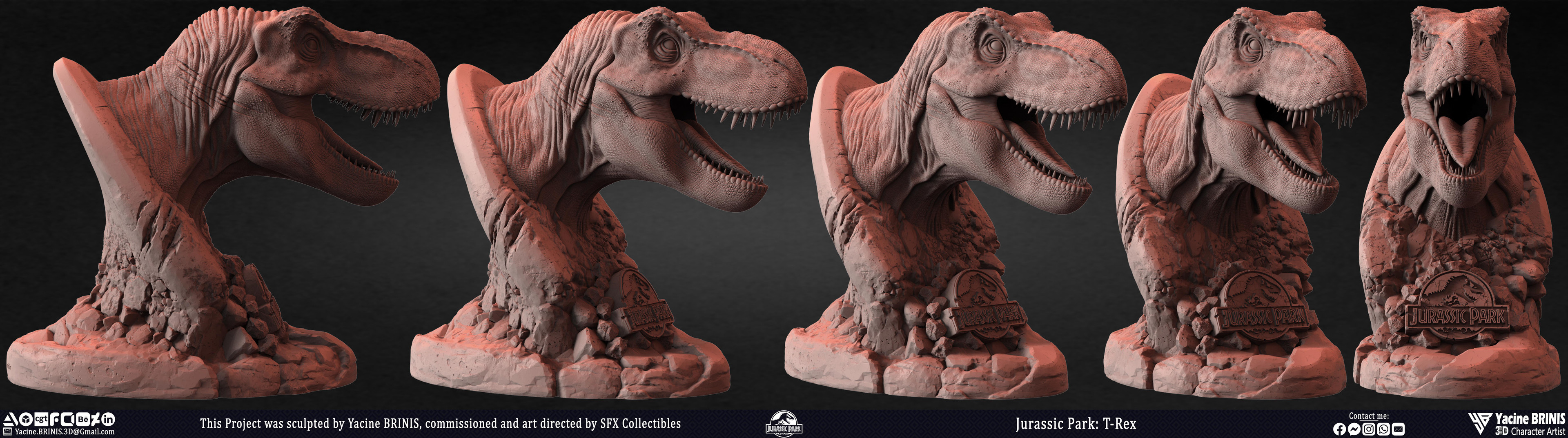 T-Rex Universal Pictures sculpted by Yacine BRINIS 015