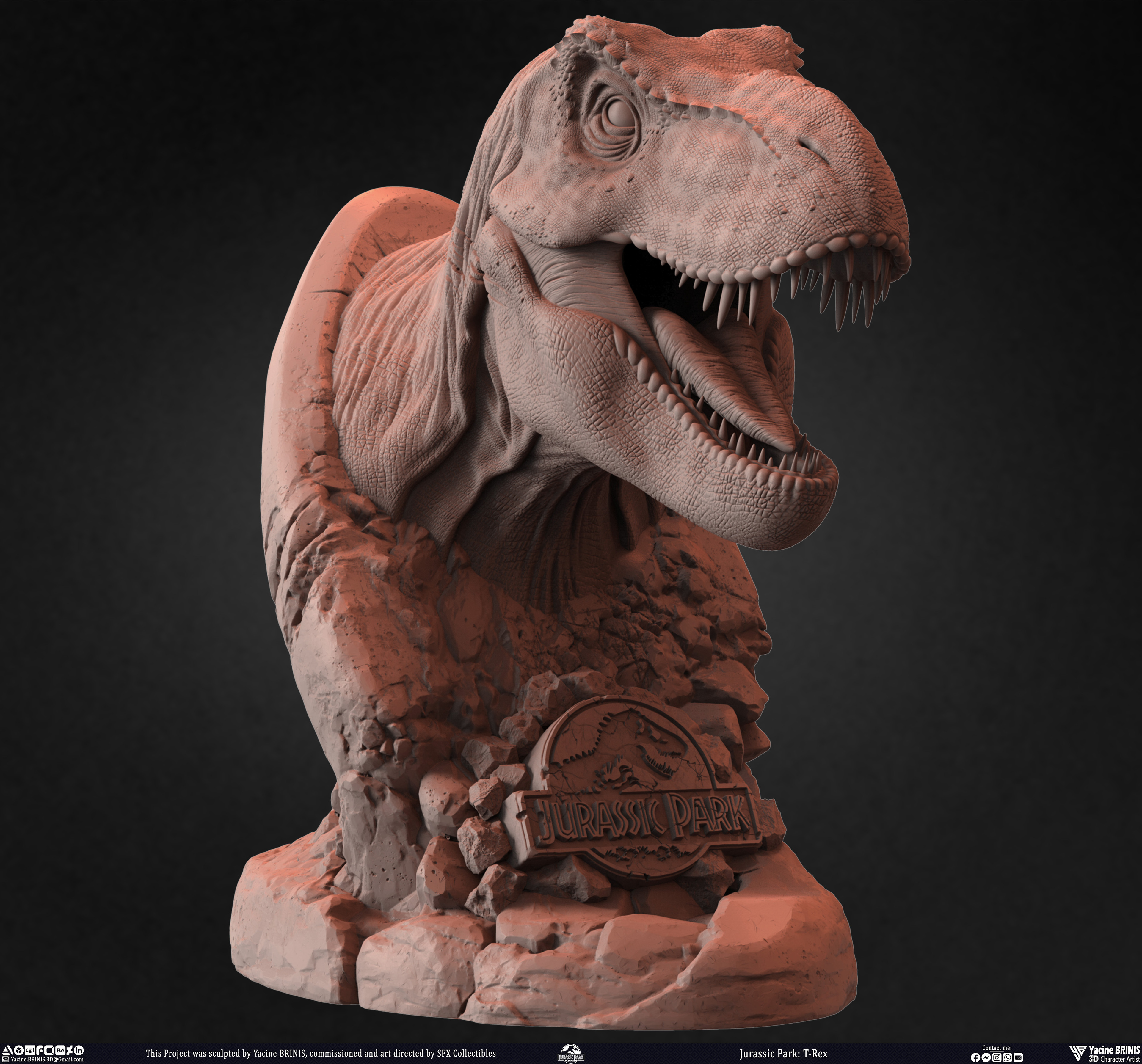 T-Rex Universal Pictures sculpted by Yacine BRINIS 020