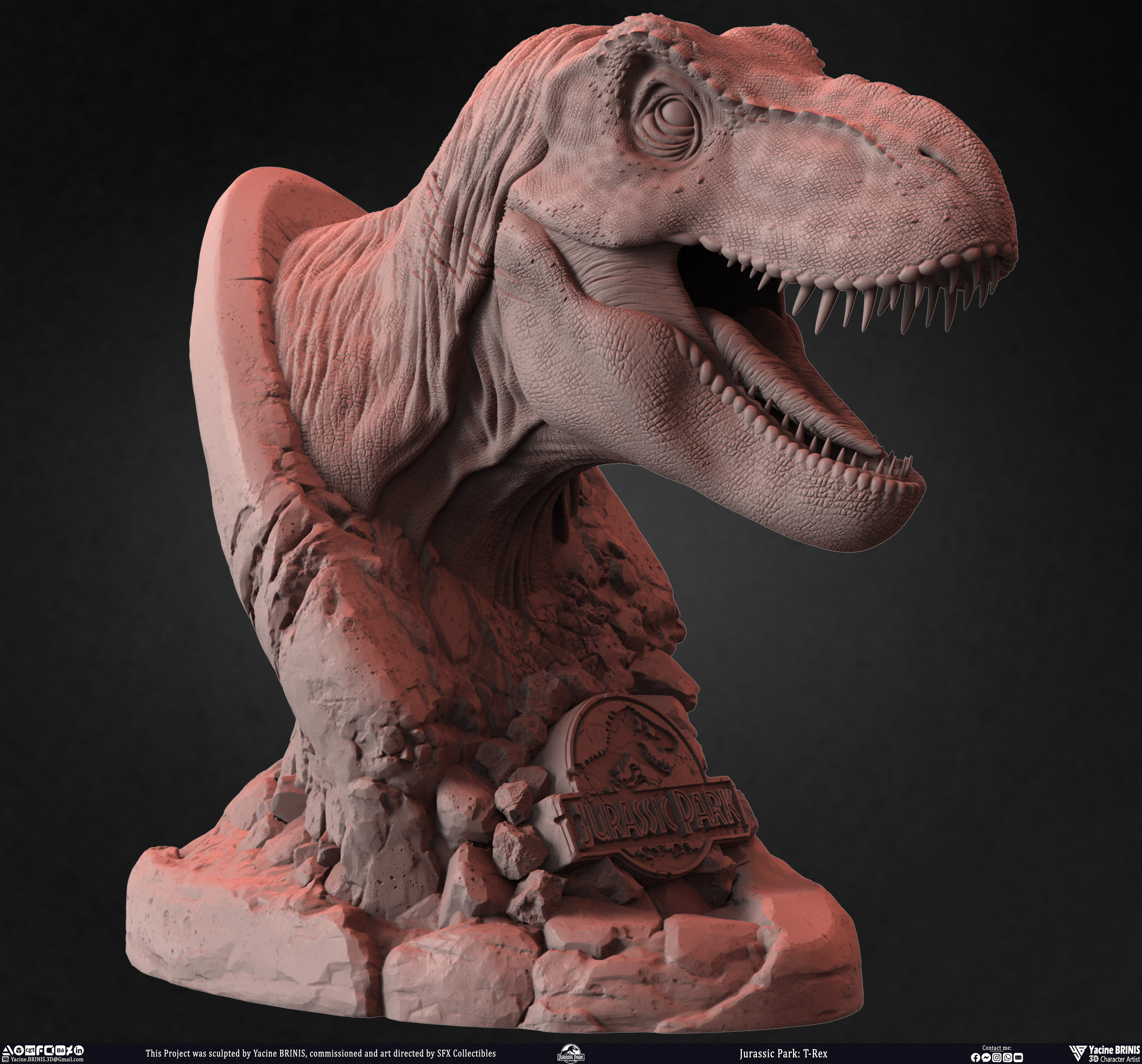 T-Rex Universal Pictures sculpted by Yacine BRINIS 021