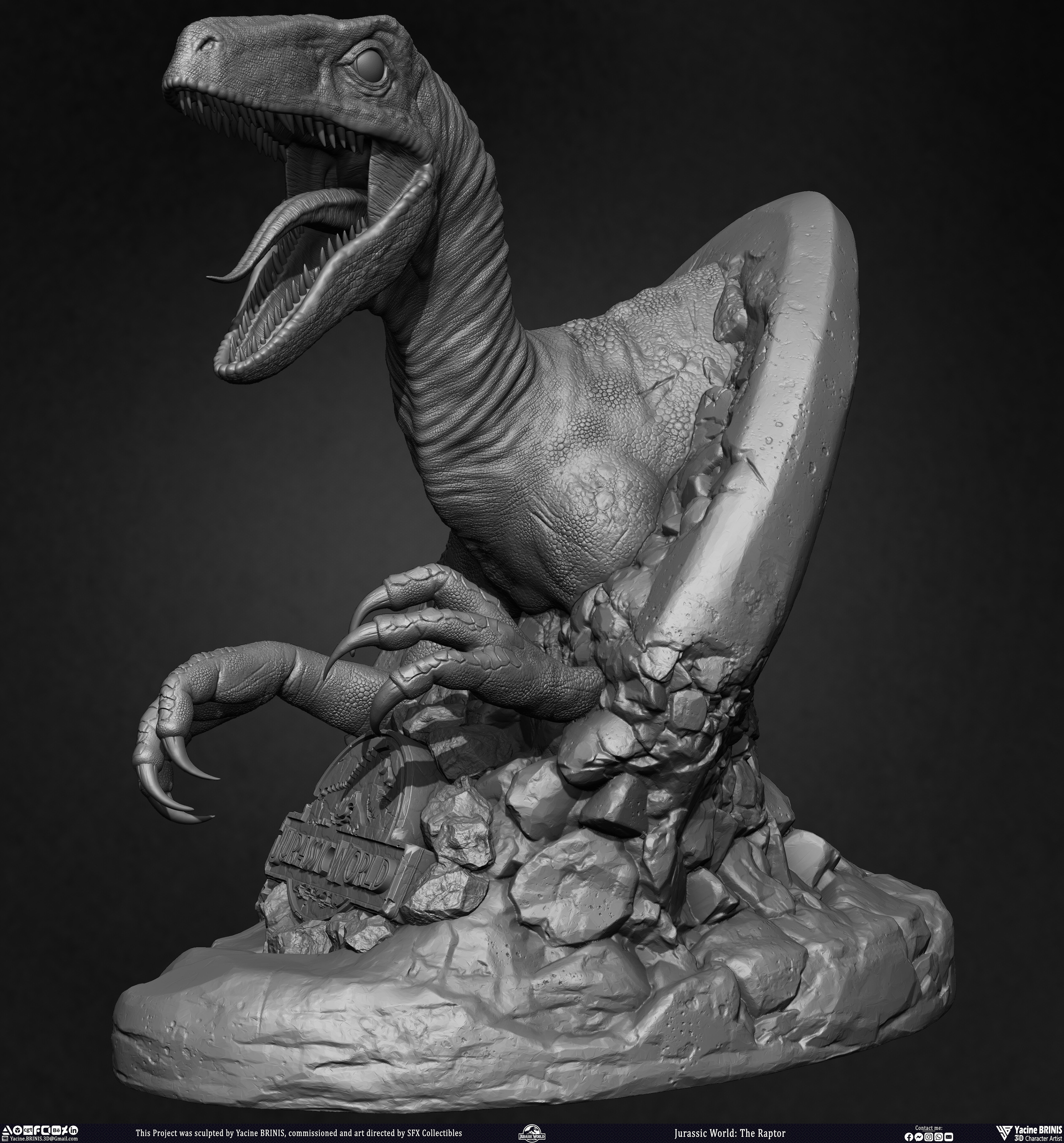 Jurassic World The Raptor sculpted by Yacine BRINIS 001