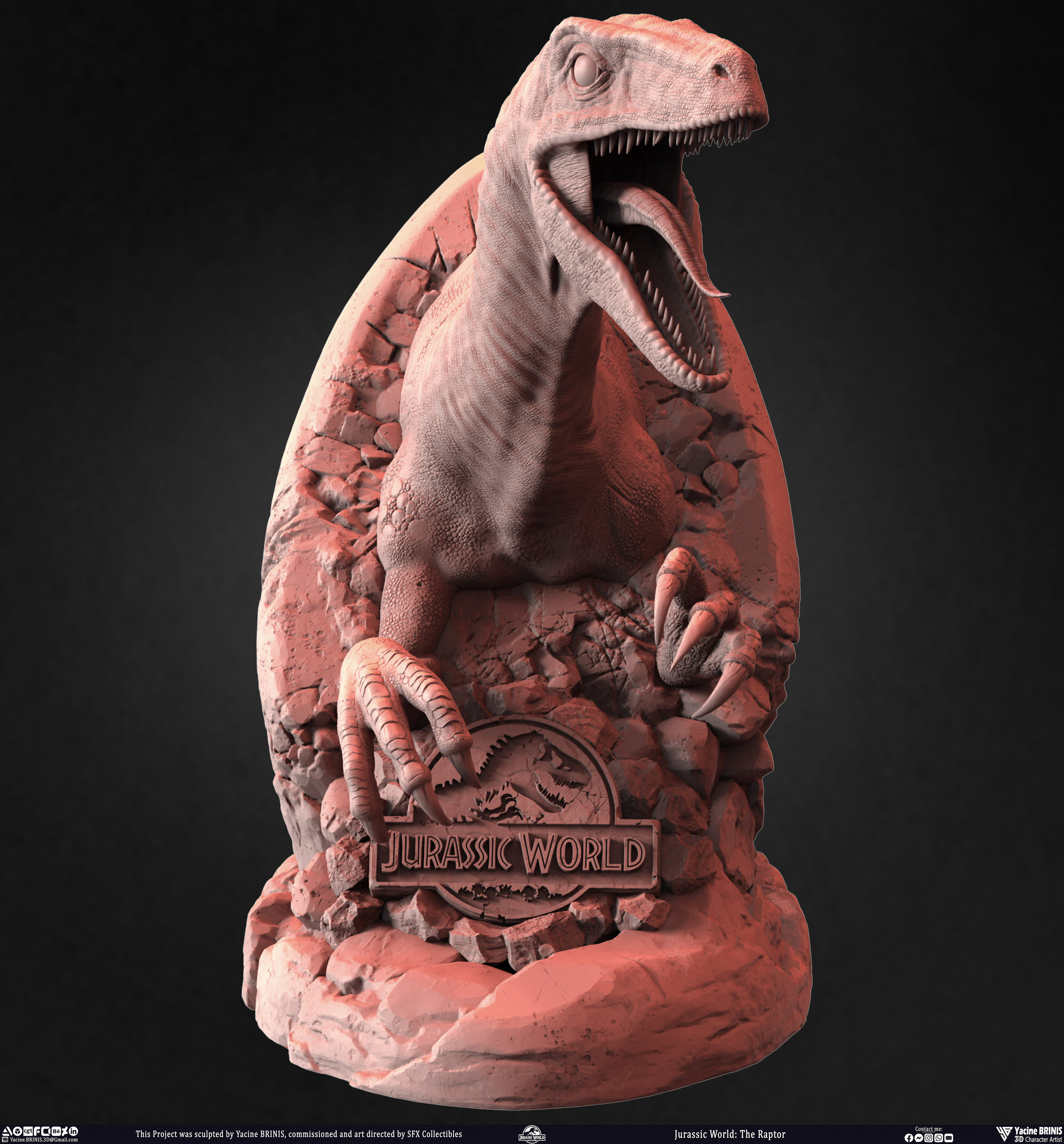 Jurassic World The Raptor sculpted by Yacine BRINIS 017