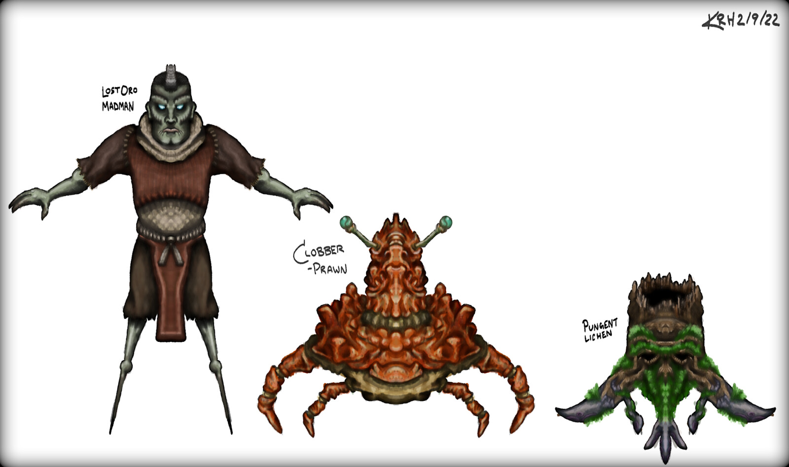 A variety of creatures thought to be found in the depths of the Golem's dungeon, from humanoid to things truly monstrous.