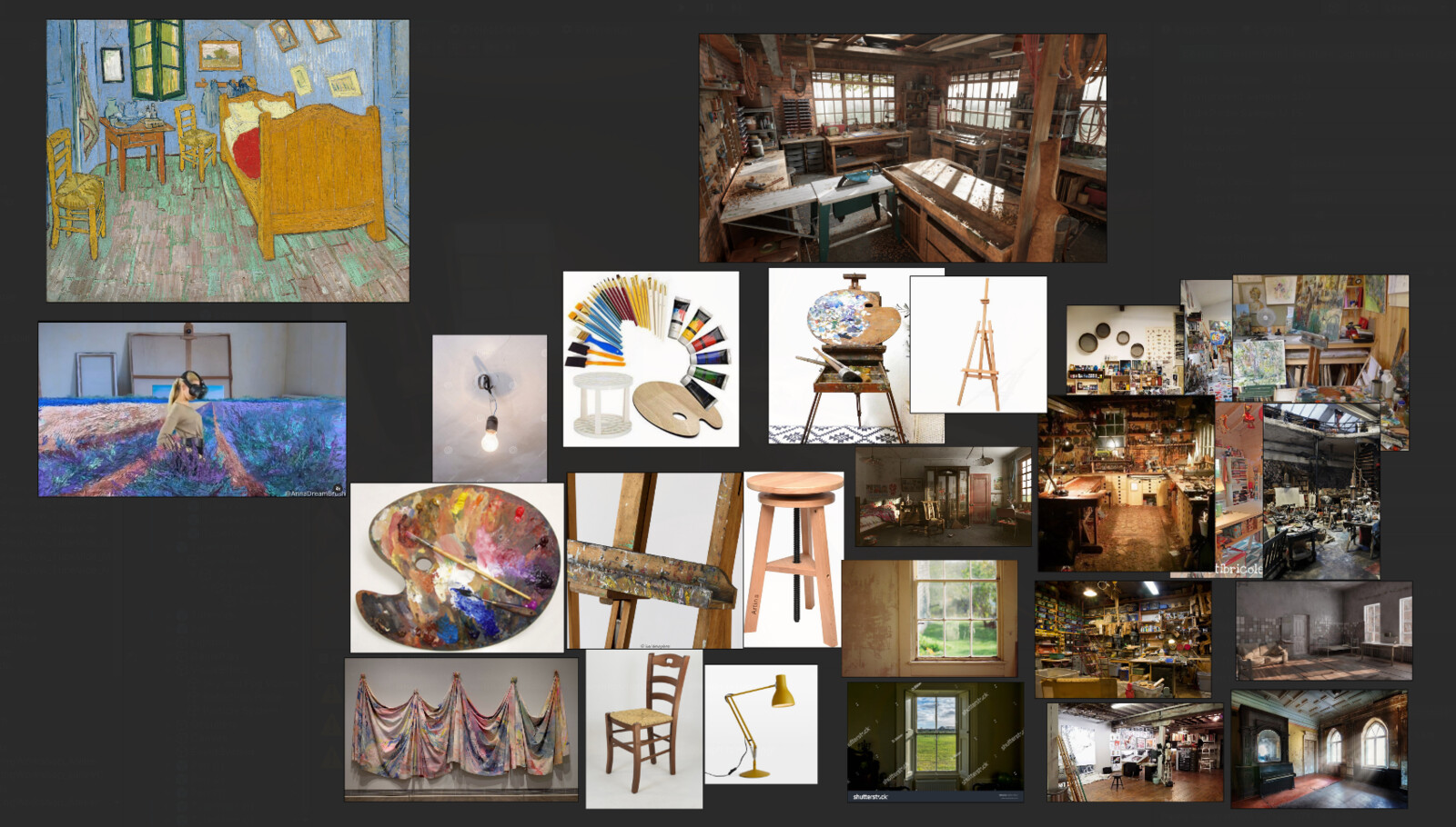 Moodboard avec les références graphiques de mon projet