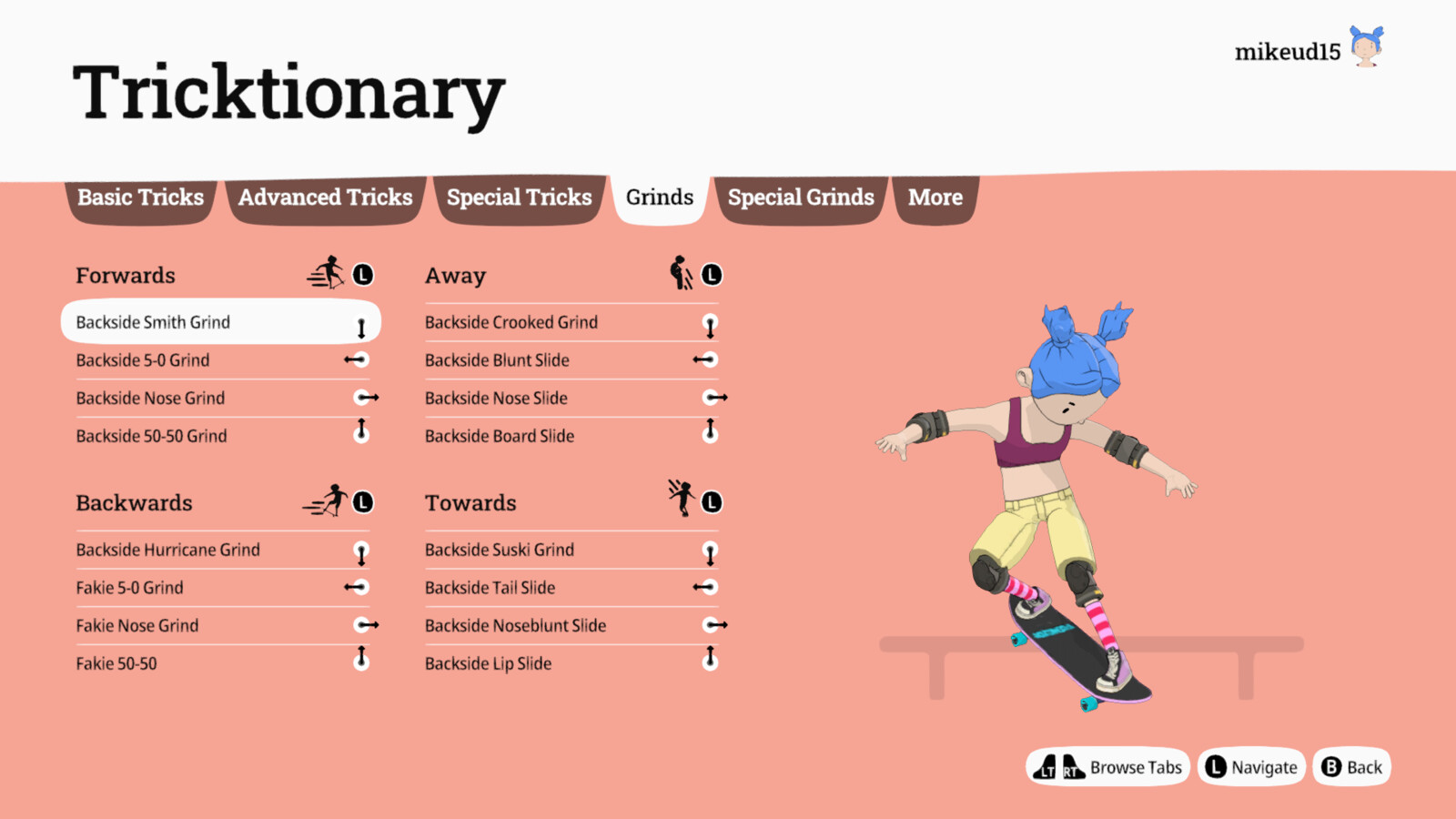Tricktionary Menu