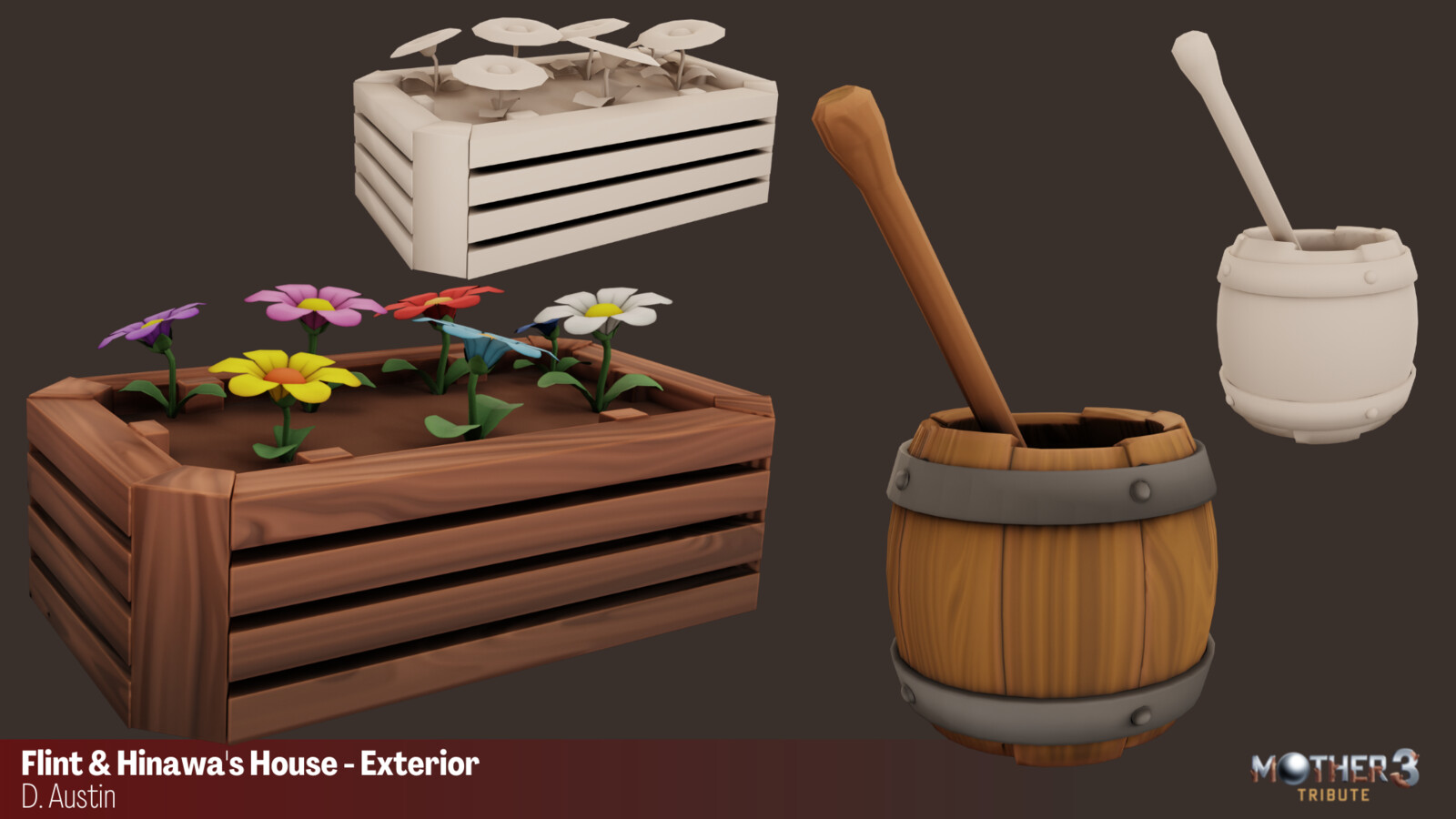 Flower Bed and Water Barrel