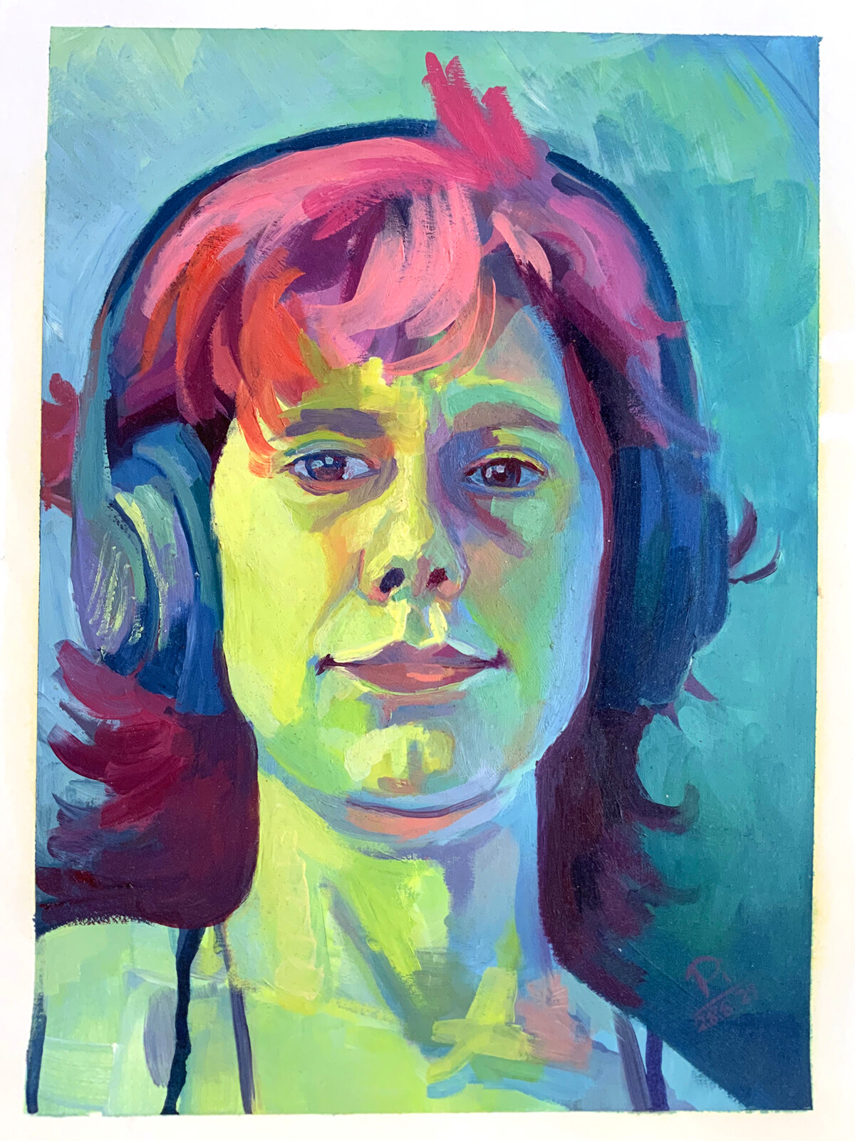 self-portrait, oil on paper