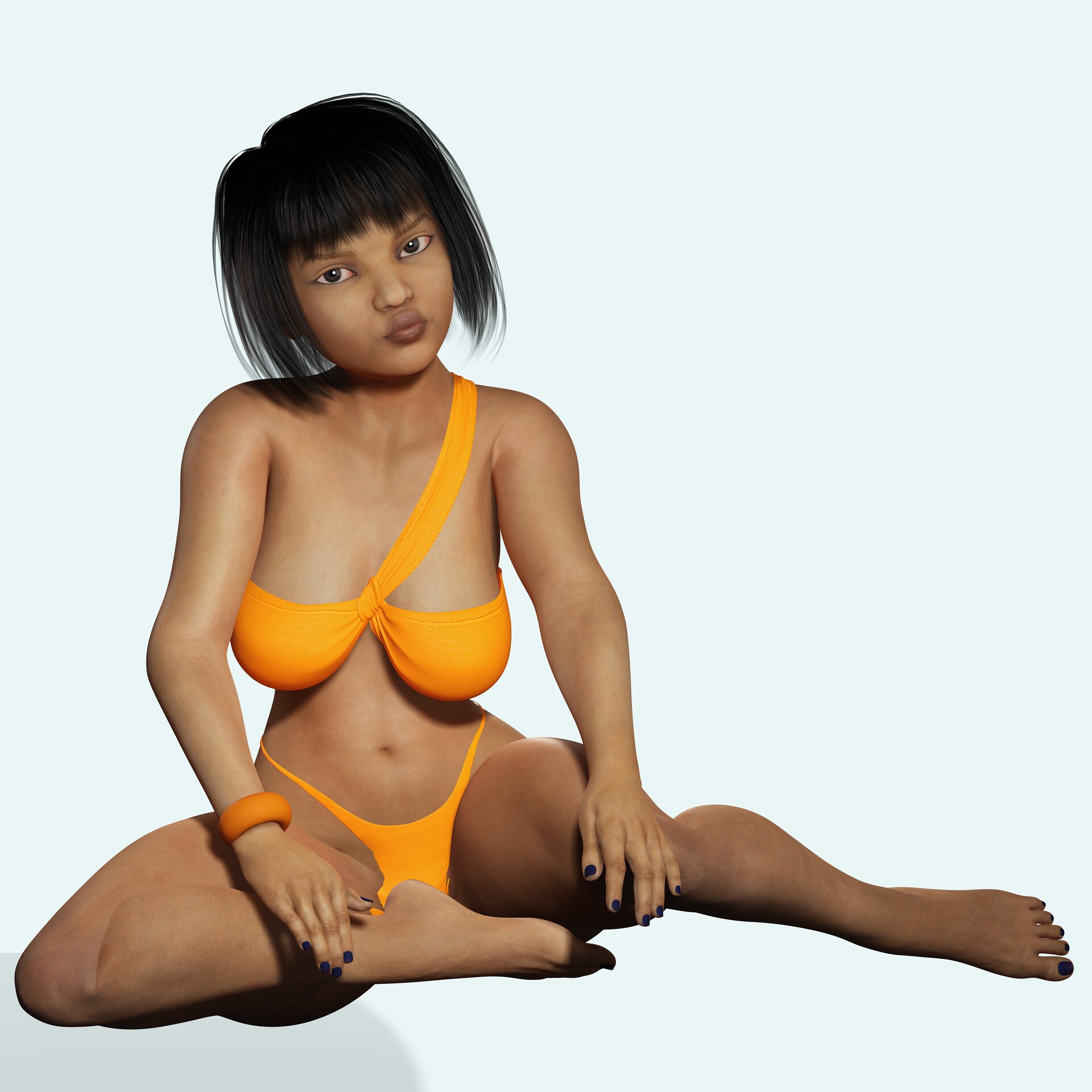 ArtStation - Girl brown Naked and Clothed